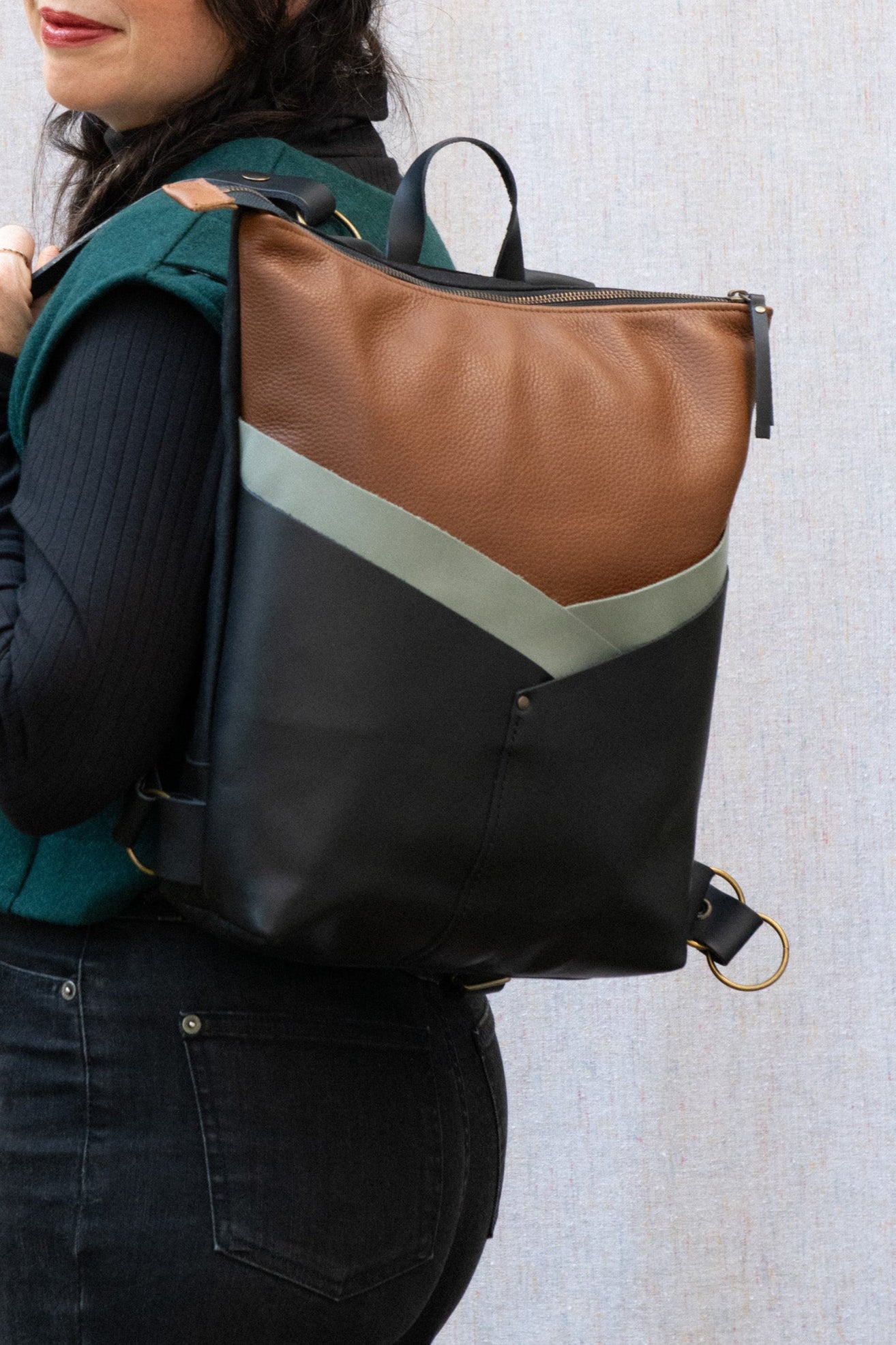 Sac à dos Atchison - Caramel Lichen - cuir et coton ciré - KAZAK