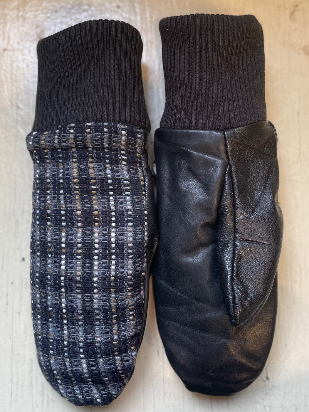 Mitaine Tricot Tricot Gris cuir recyclé - KAZAK -