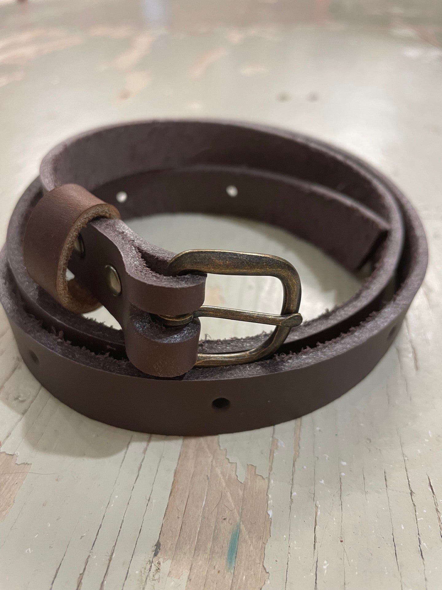 Ceinture Uno Brun 3/4" en cuir de tannage végétal - KAZAK -