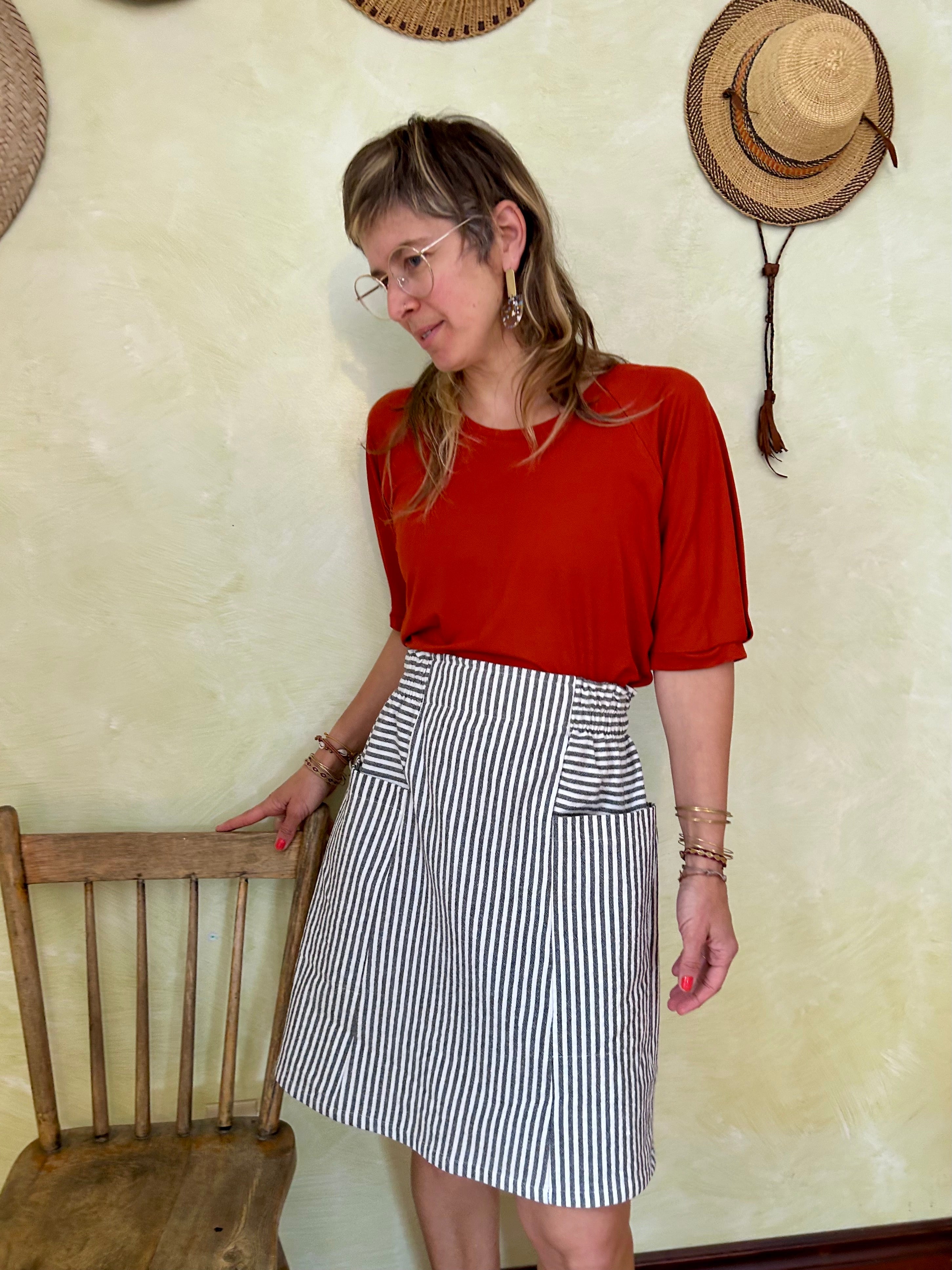 Jupe Vicenze - Rayures noires Coton Bio -