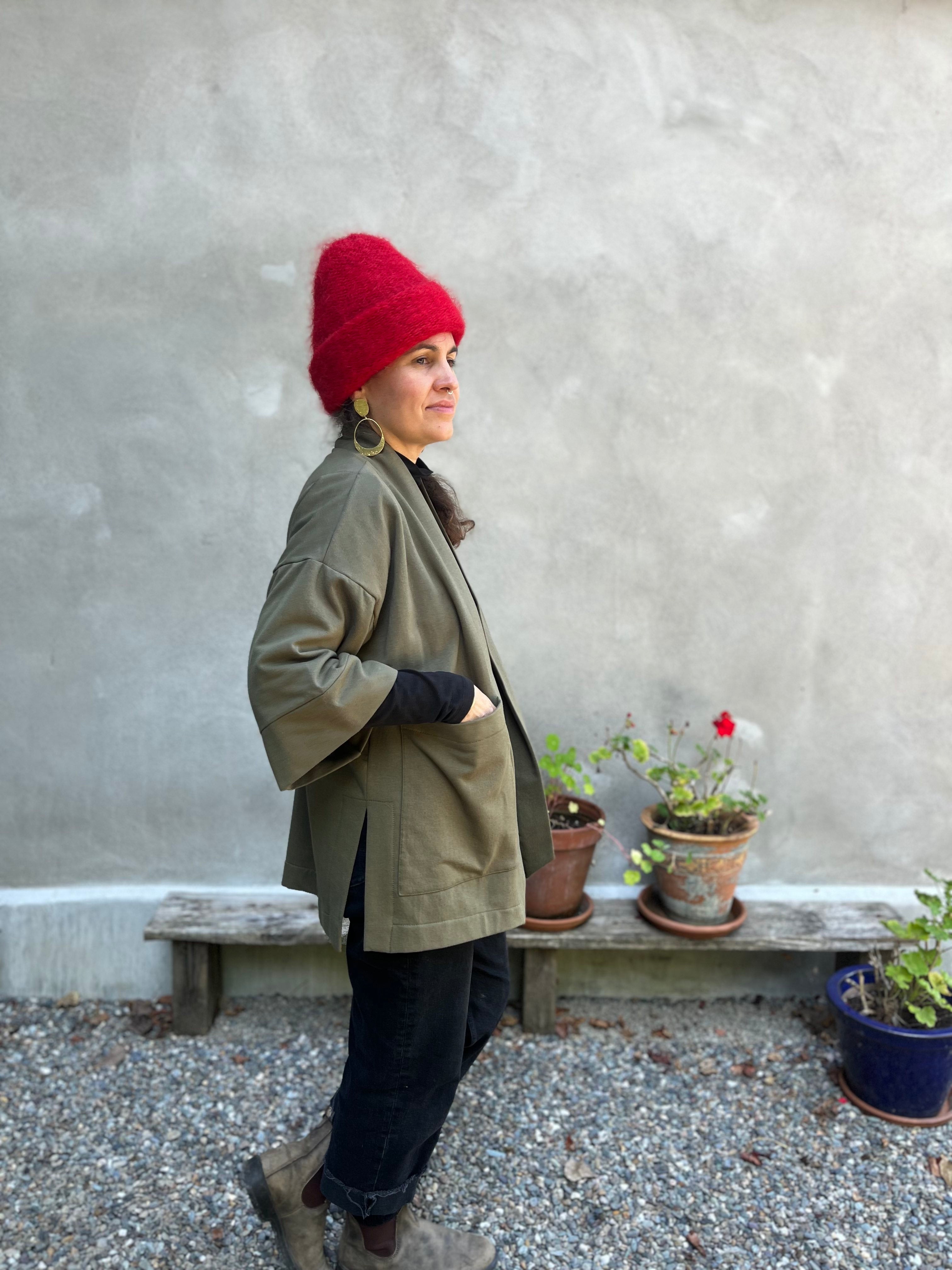 Veste Kimono CYDONIA KAKI -bambou & coton OEKOTEX