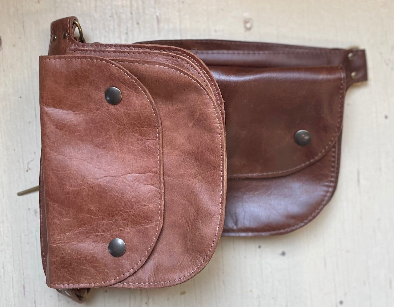 Ceinture pochette Amaru Brun vintage en cuir recyclé - KAZAK
