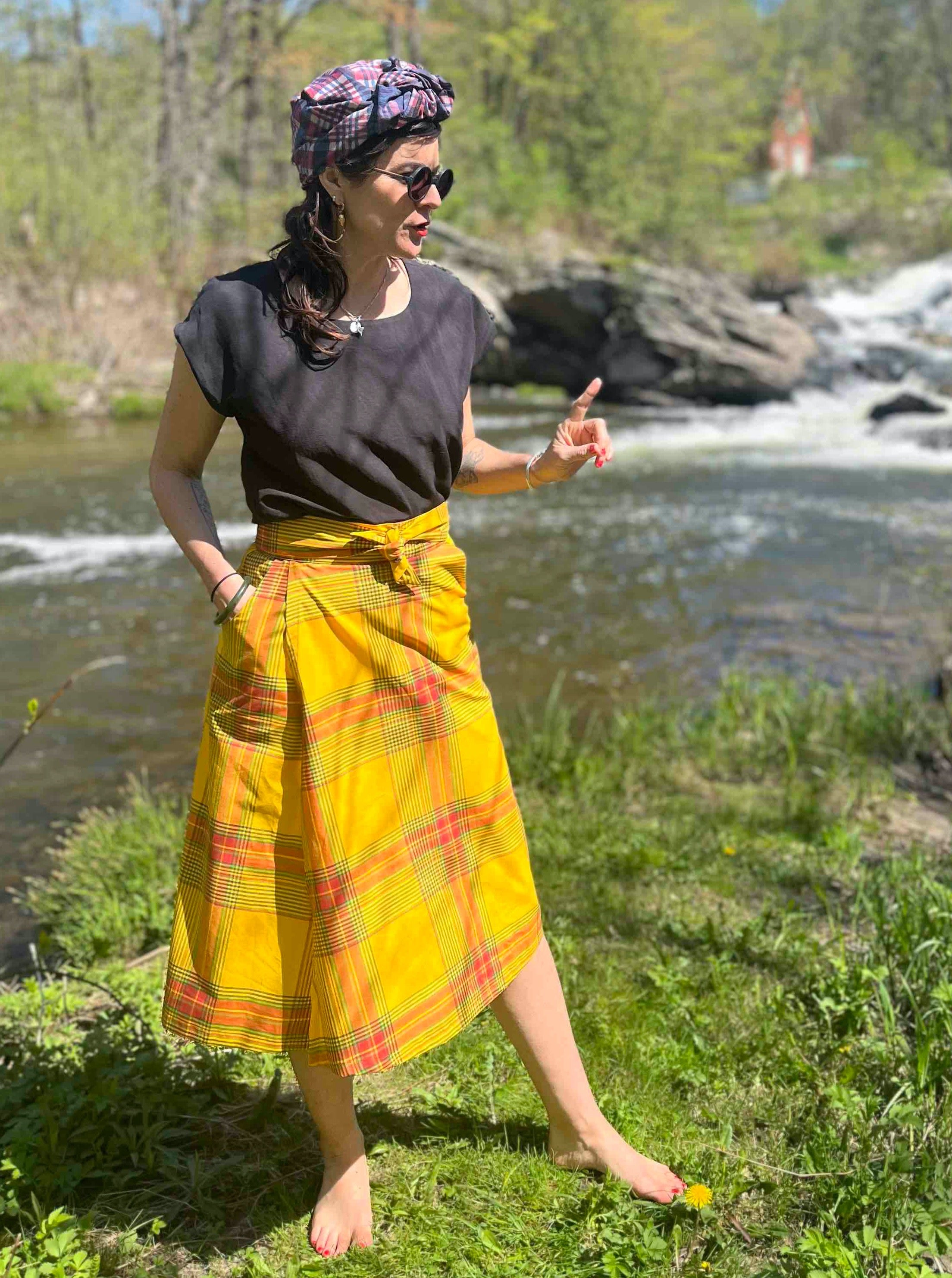 Jupe PorteFeuille - Carreaux jaunes - KAZAK