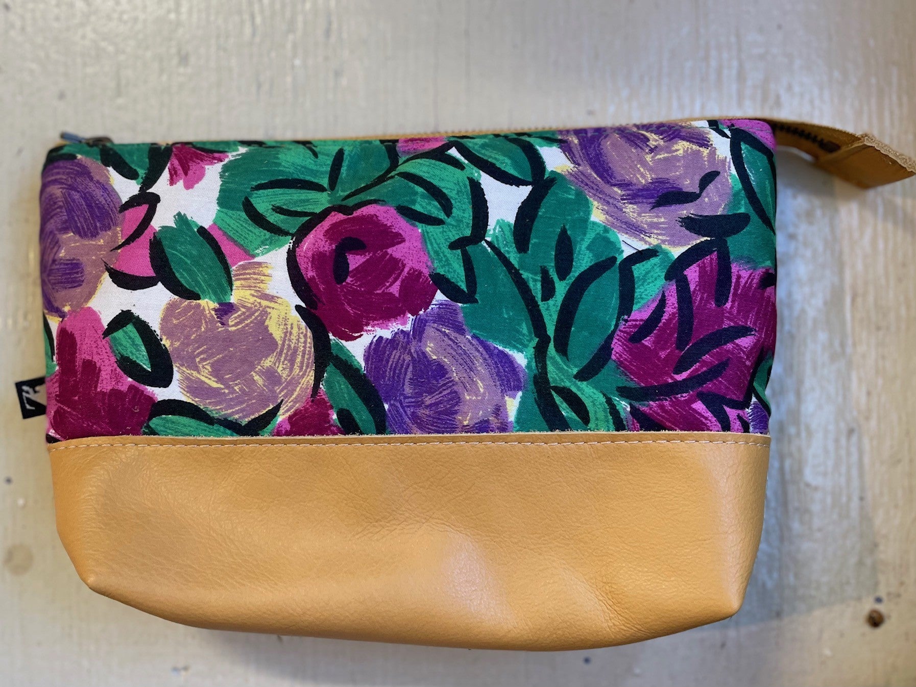 La Trousse - Retailles de tissu et cuir recyclé / Fleuri - KAZAK -