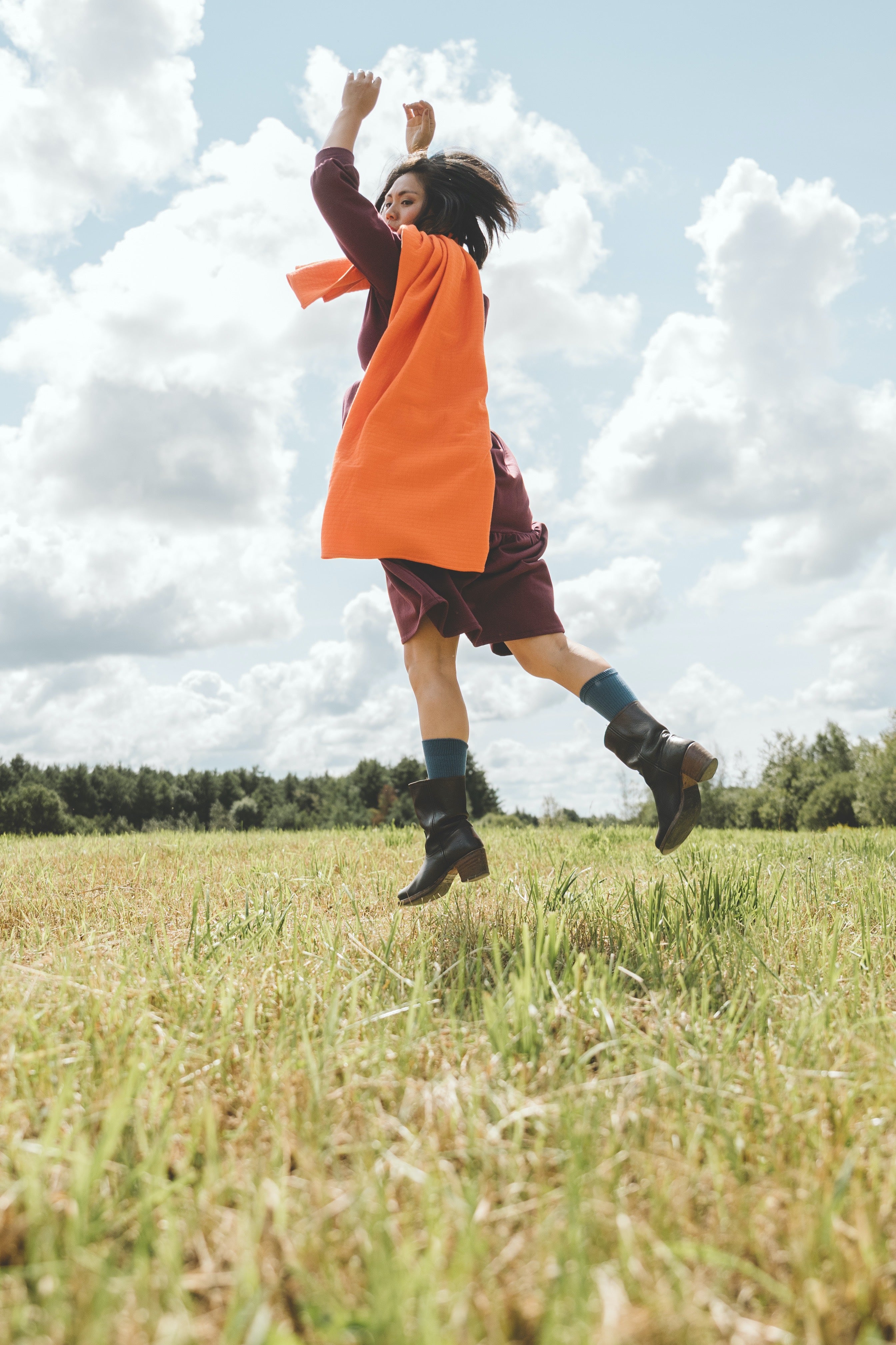 Foulard / Châle orange matelassé