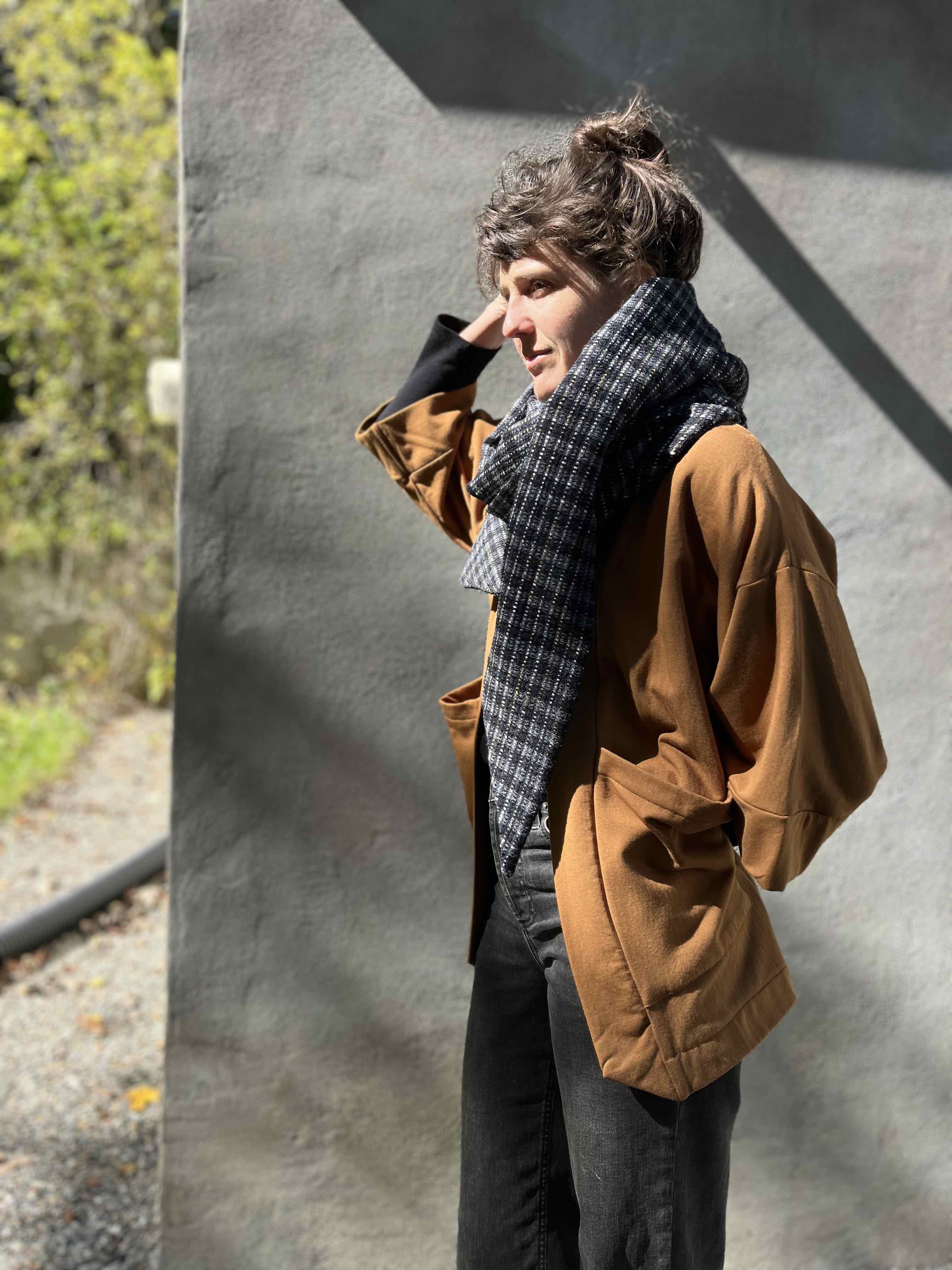 Foulard triangle tissage gris