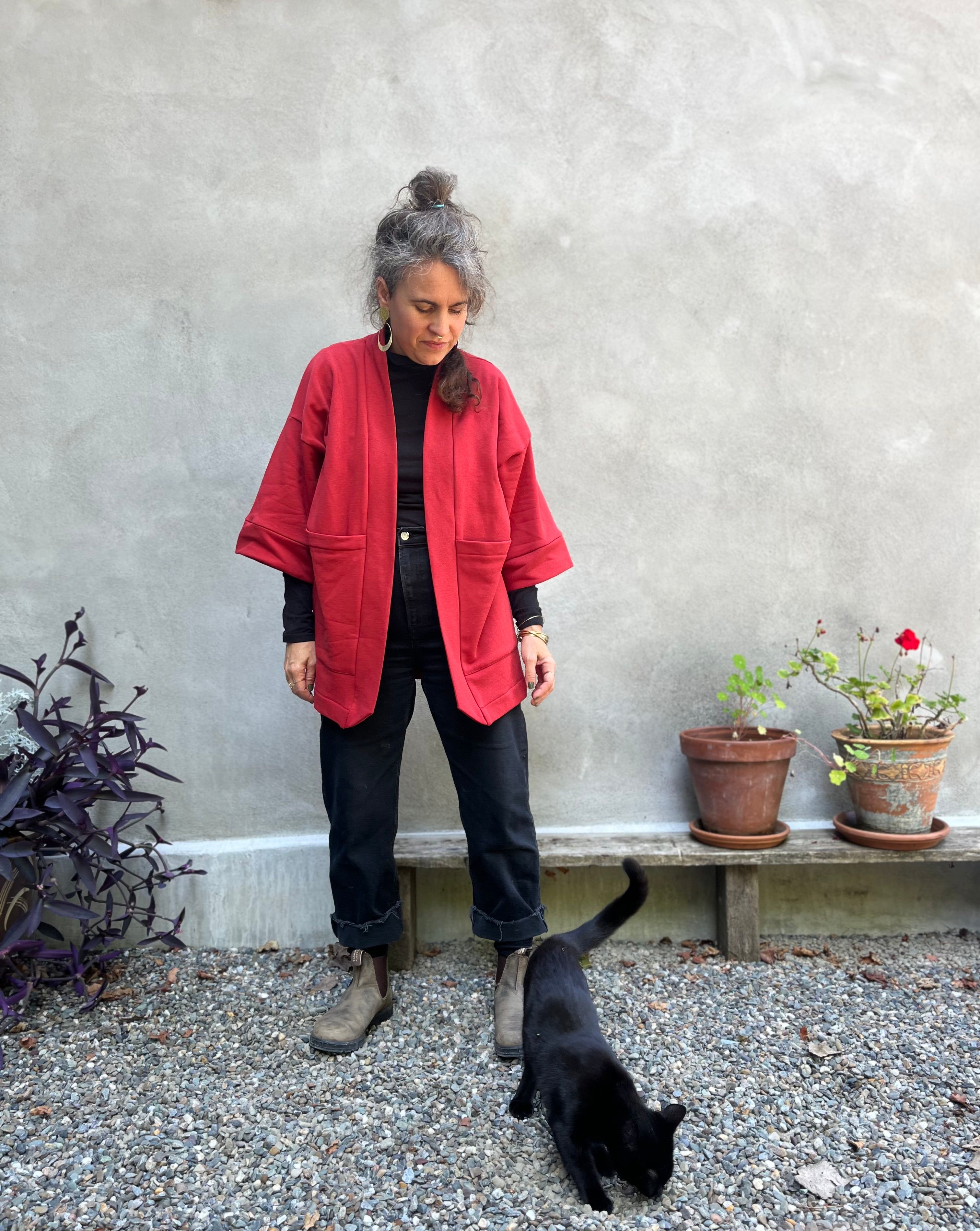 Veste Kimono CYDONIA Brique - Coton biologique & polyester recyclé