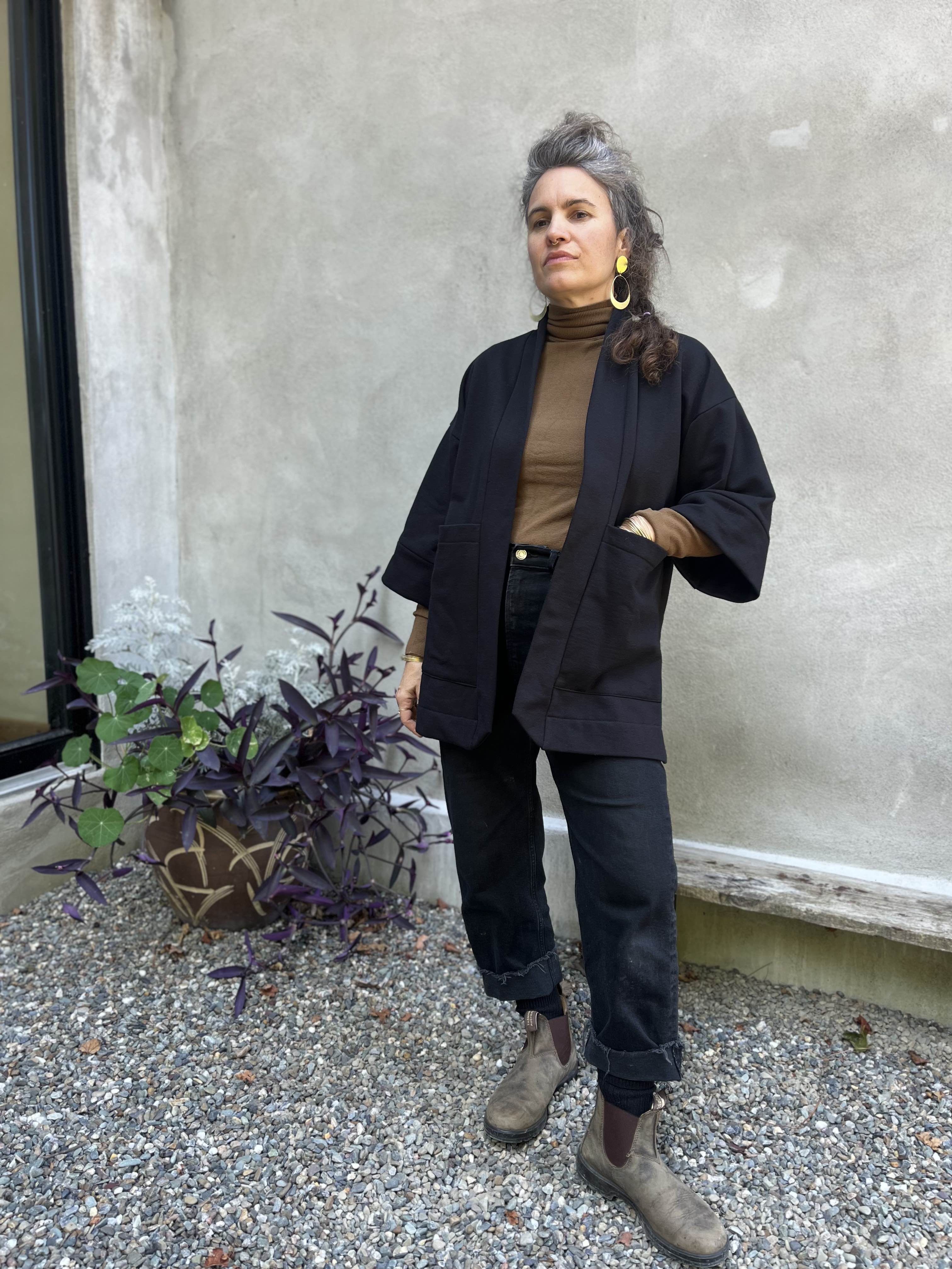Veste Kimono CYDONIA NOIR - bambou et coton bio