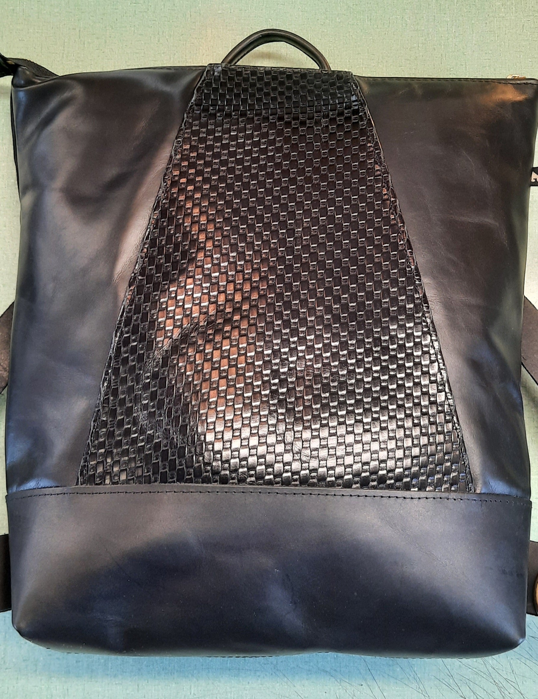 Sac à dos Hobart pour portable - Cuir Tressé - mélange cuir recyclé et tannage végétal - KAZAK