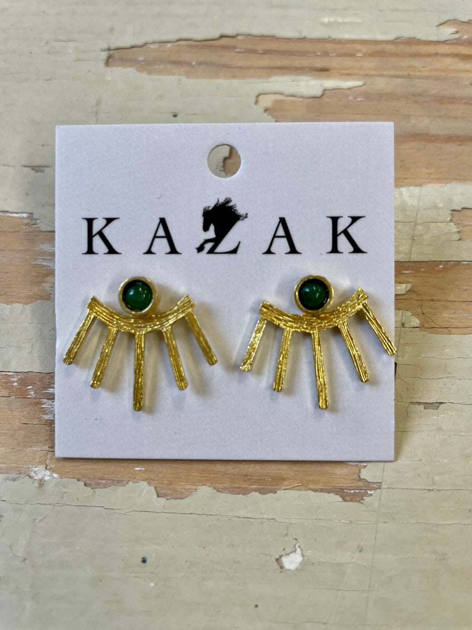 Boucles d'oreilles Râ Rouille et vert - KAZAK