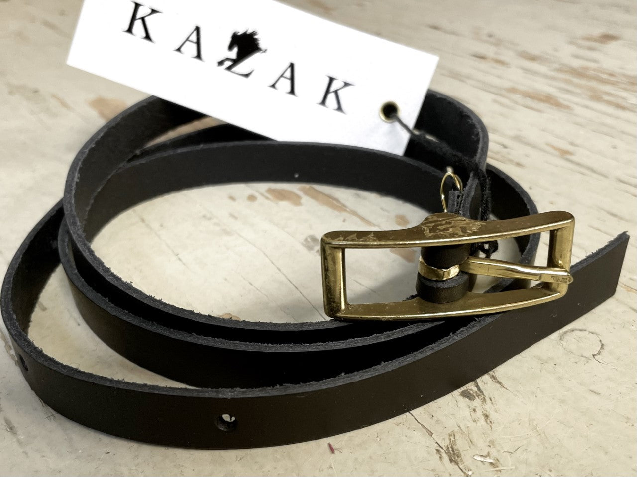 Ceinture Uno noir 1/2" en cuir de tannage végétal - KAZAK