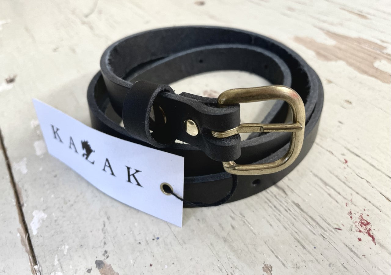 Ceinture Uno noir 3/4" en cuir de tannage végétal - KAZAK