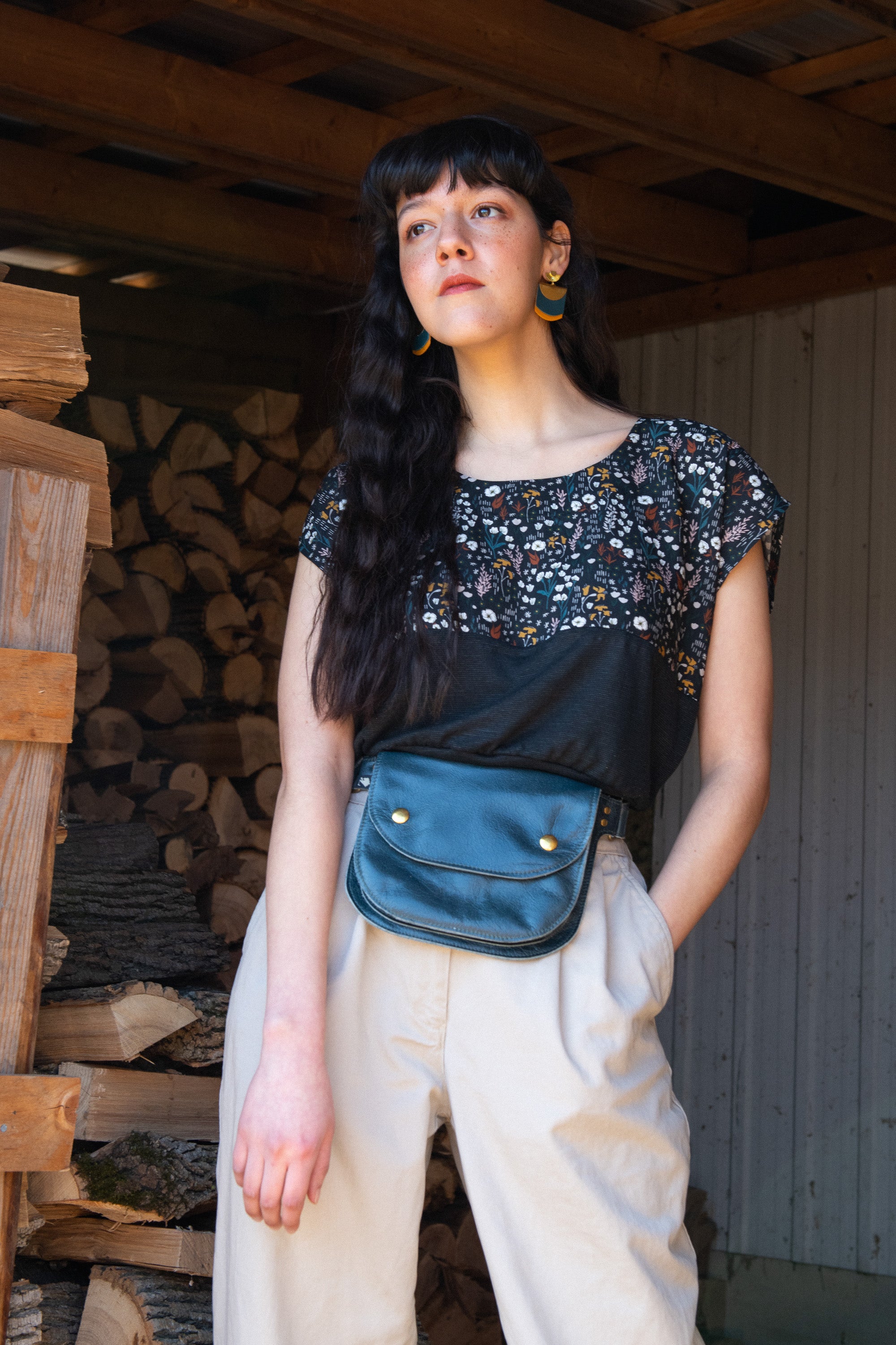 Ceinture pochette Amaru sarcelle en cuir recyclé - KAZAK