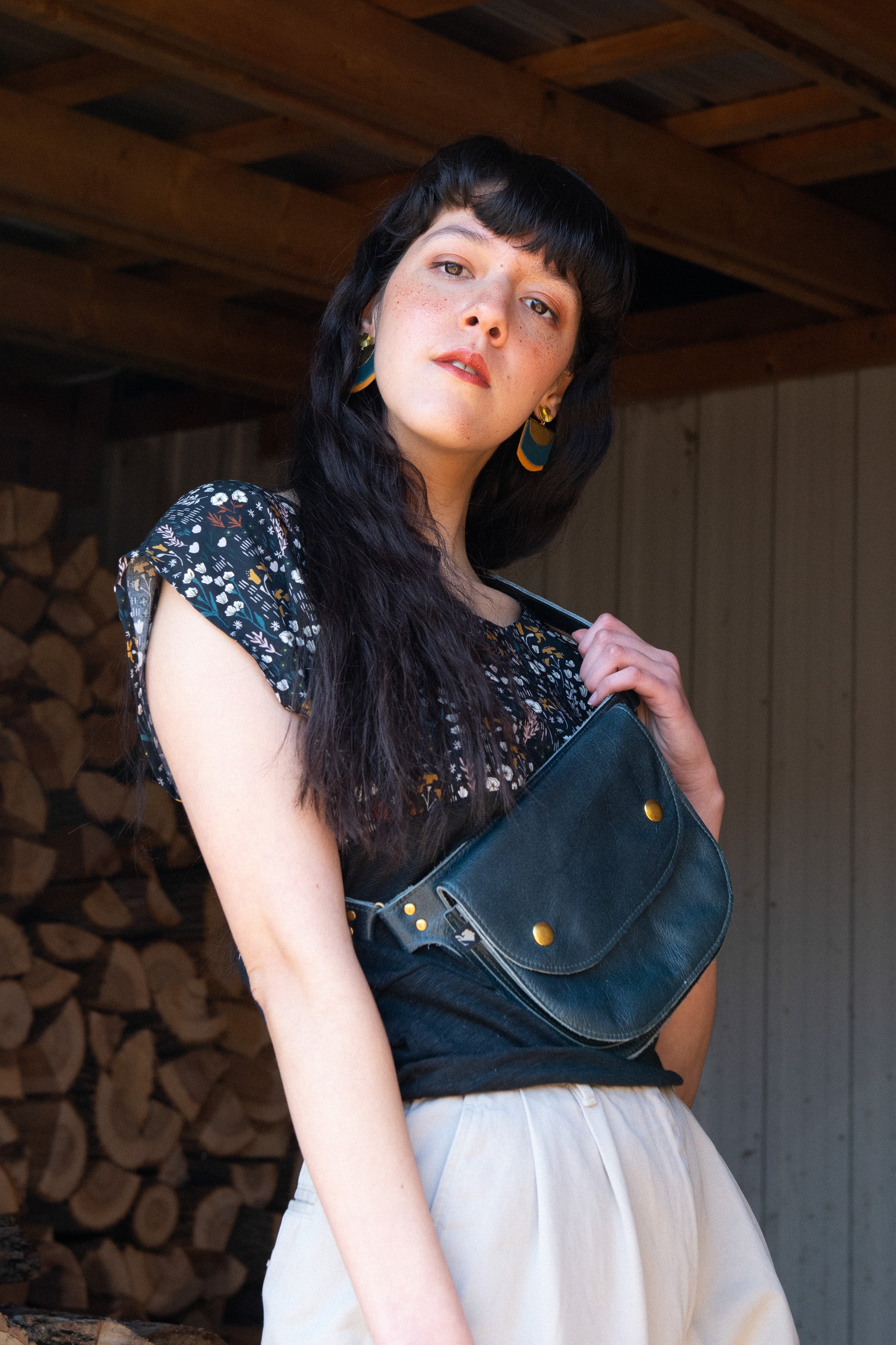 Ceinture pochette Amaru sarcelle en cuir recyclé - KAZAK