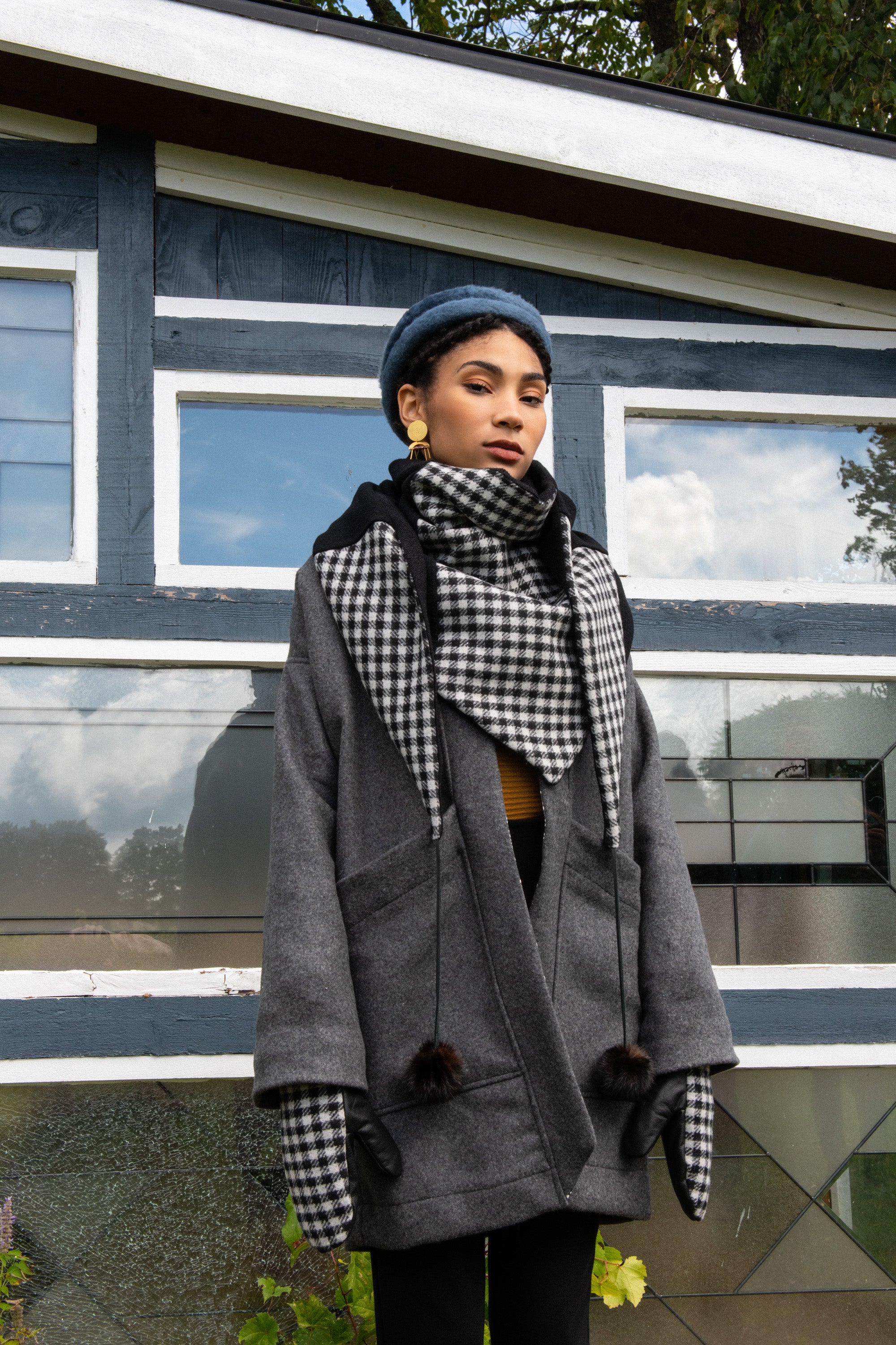 Foulard Indiana Vichy Pompons