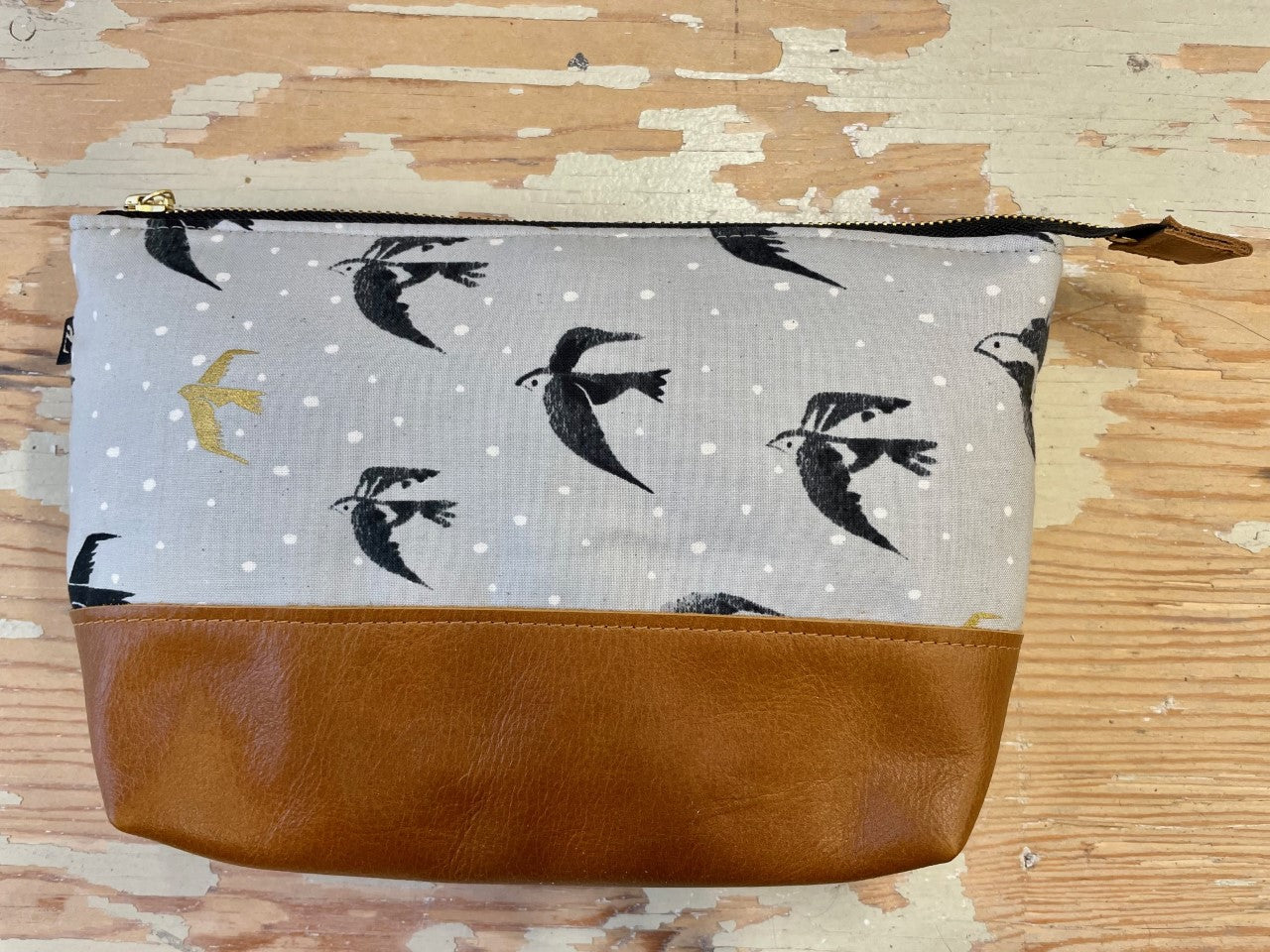 La Trousse - Retailles de tissu et cuir recyclé / Oiseaux - KAZAK