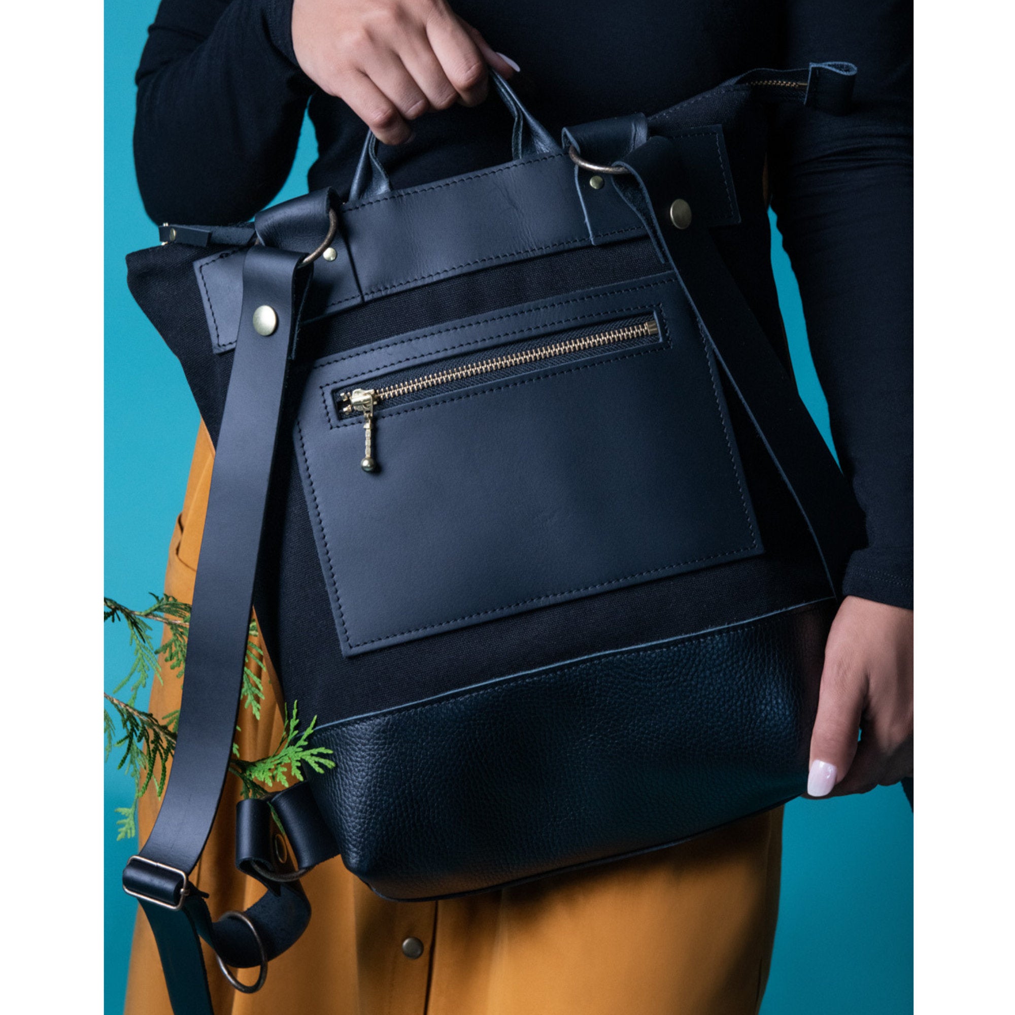 Sac à dos Hobart pour portable - Cuir Tressé - mélange cuir recyclé et tannage végétal - KAZAK