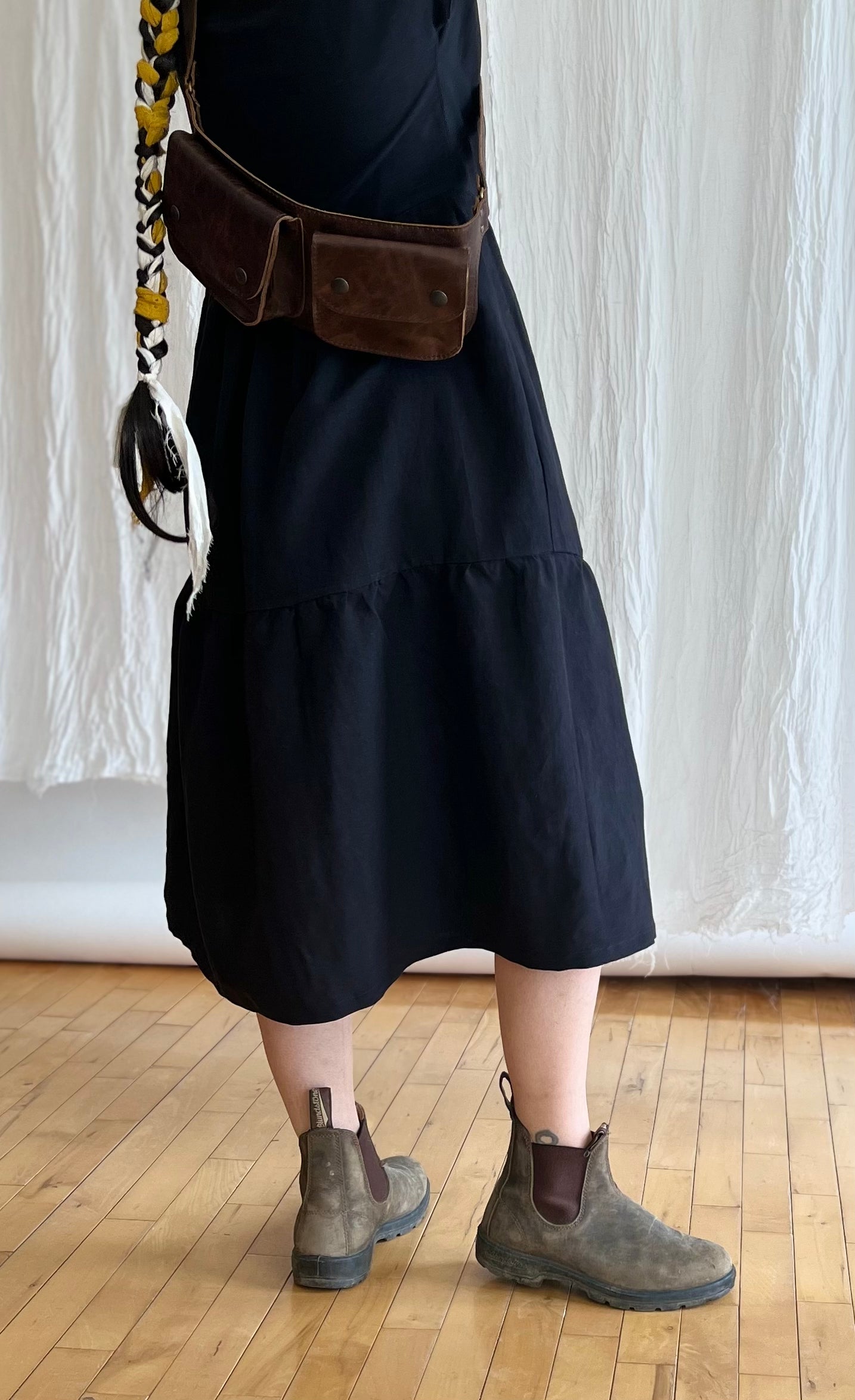 Ceinture pochette Double en cuir recyclé - Brun vintage - KAZAK