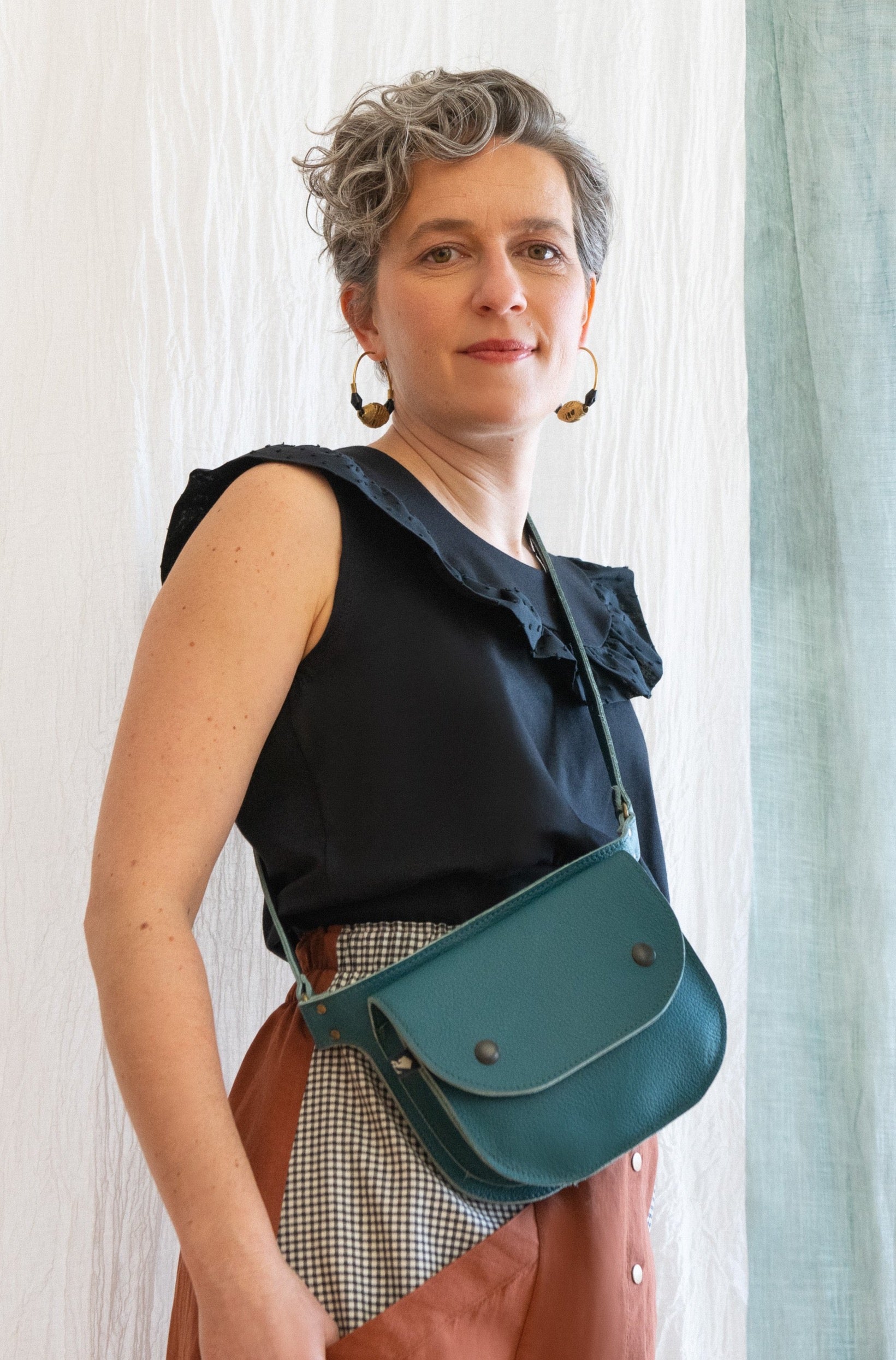 Ceinture pochette Amaru Paon en cuir recyclé - KAZAK -
