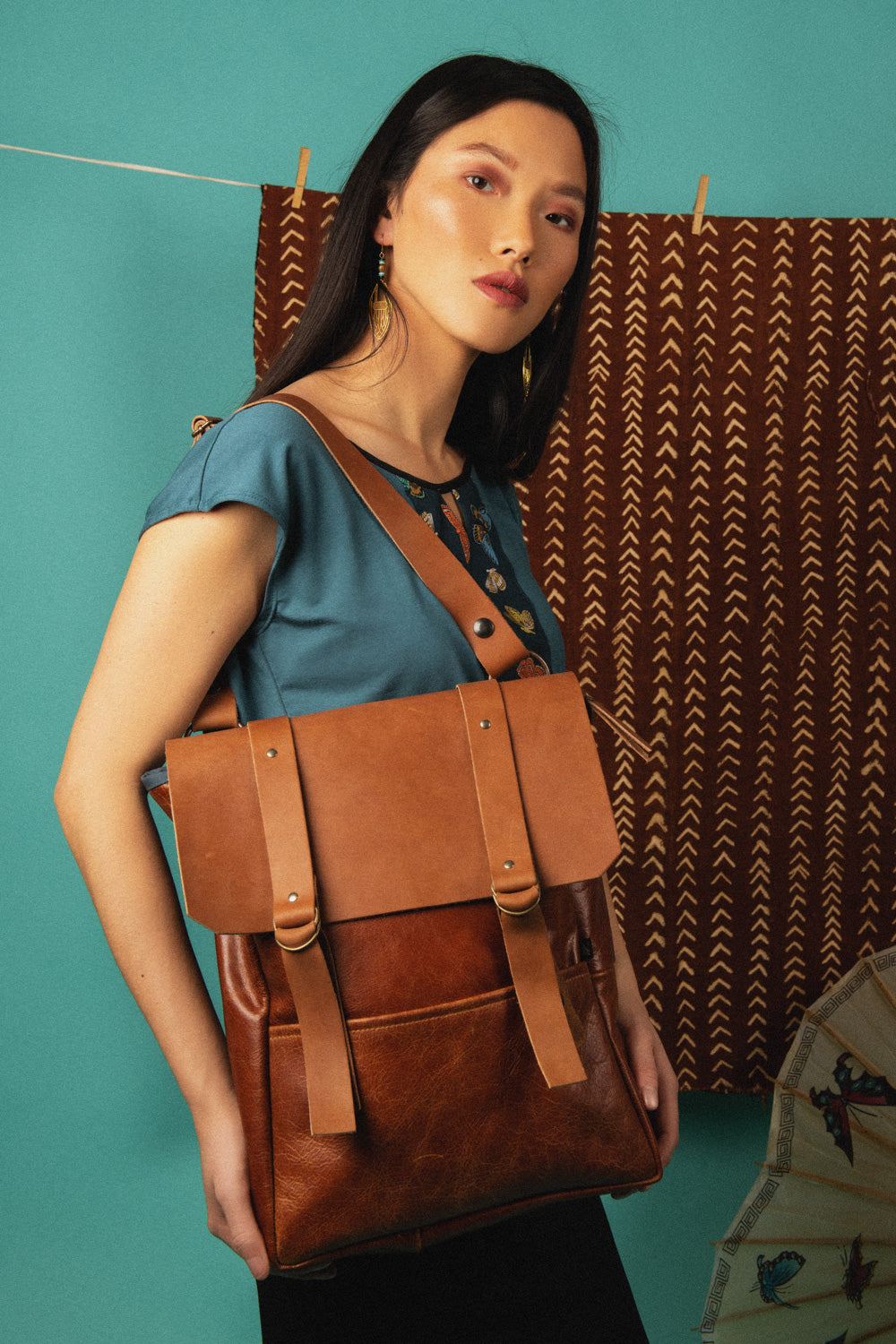 Sac à dos Stoneridge convertible - Caramel - cuir tannage végétal - KAZAK