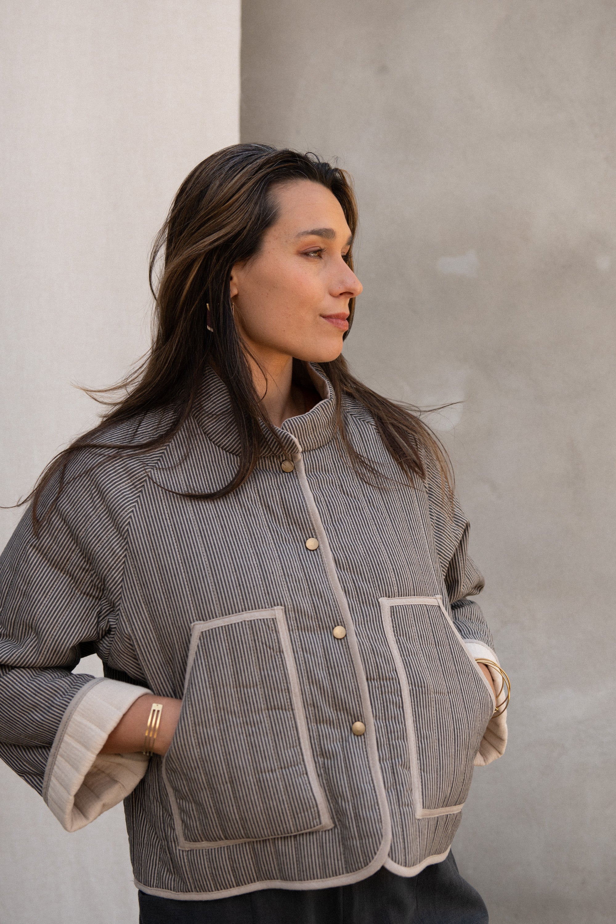 Veste Artemisia rayures taupes
