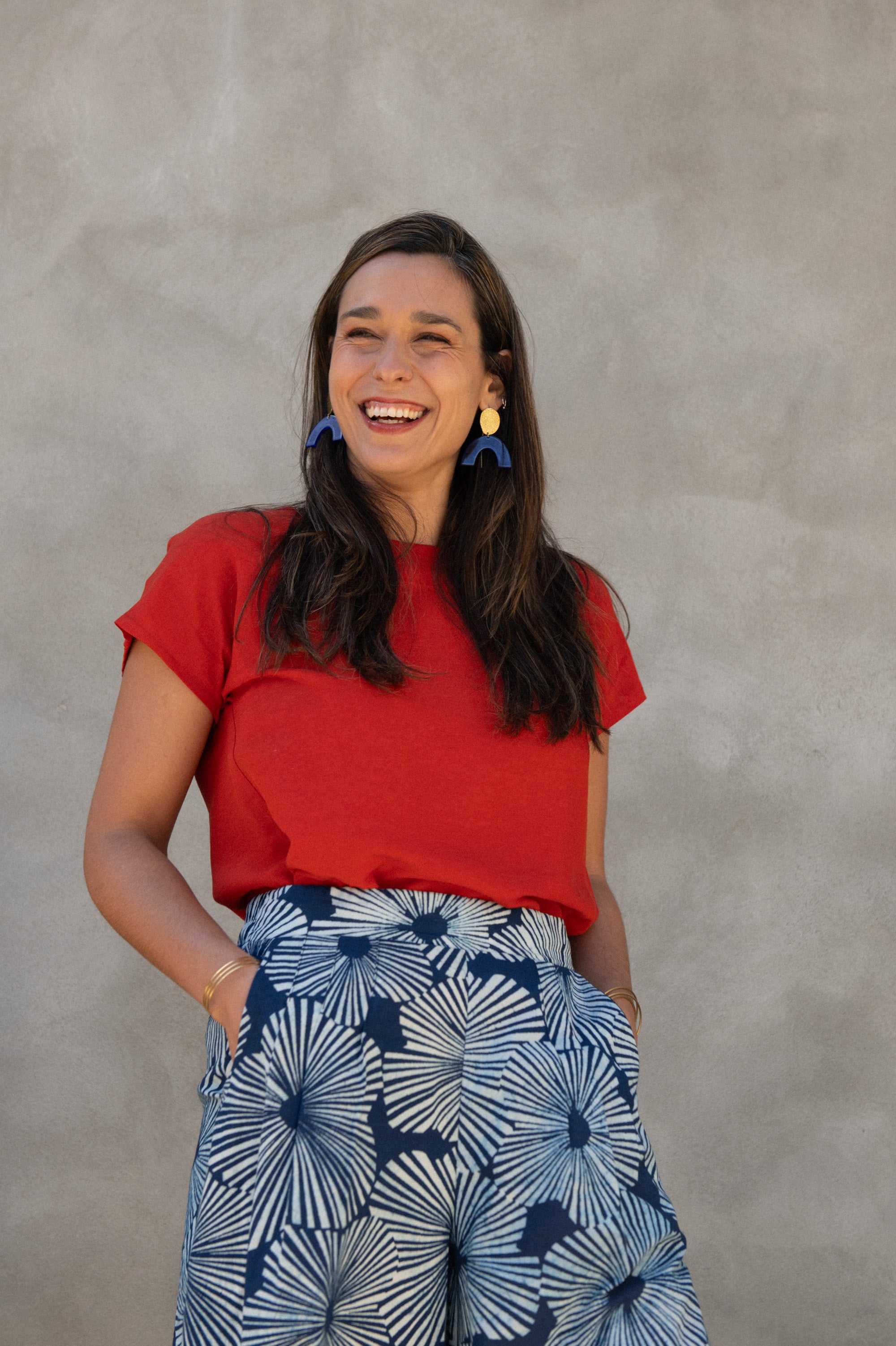 Pantalon Bégonia Fleurs indigo Coton