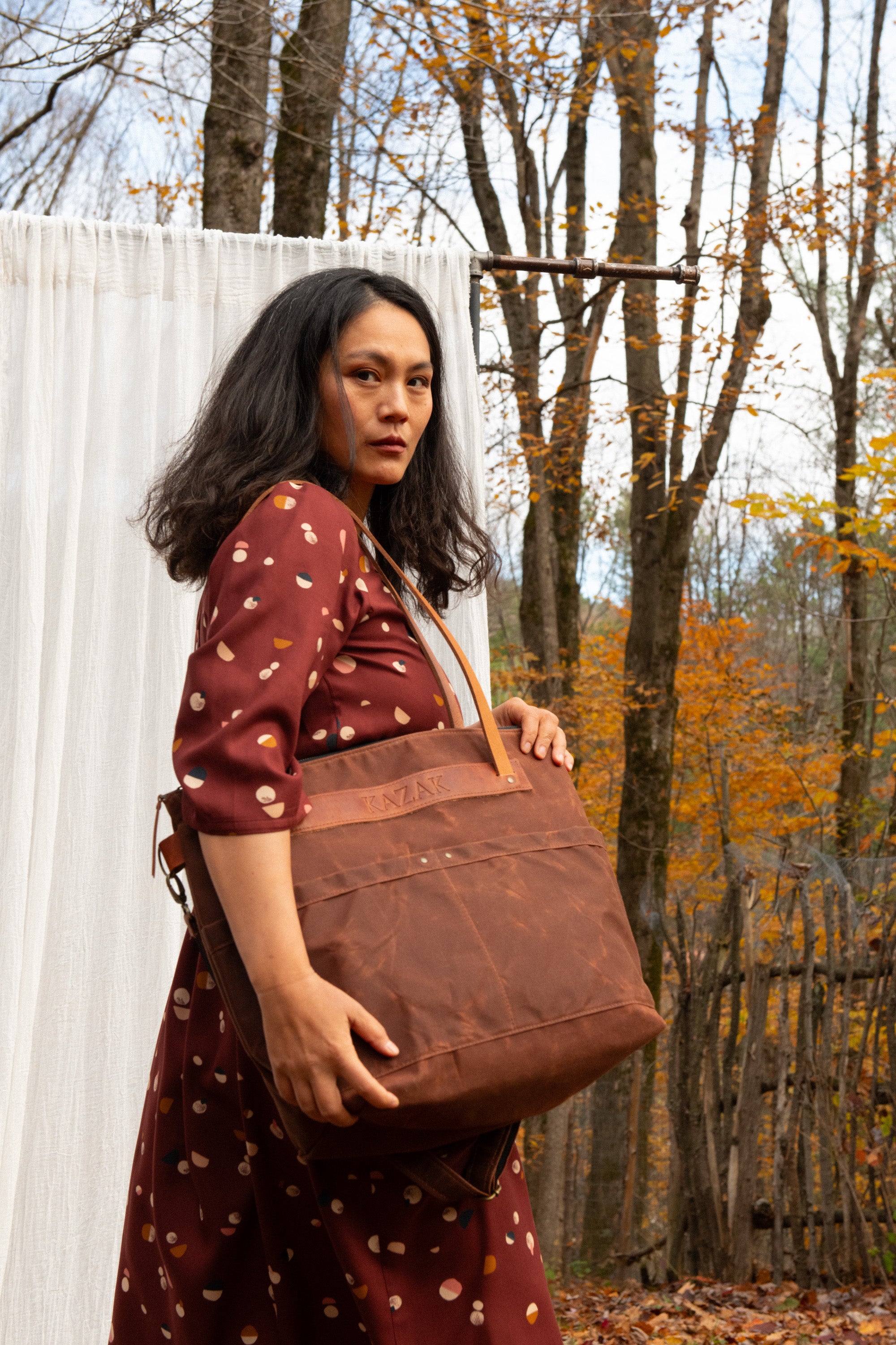 Grand tote bag Cavalcade - Cannelle - Mélange cuir recyclé et tannage végétal