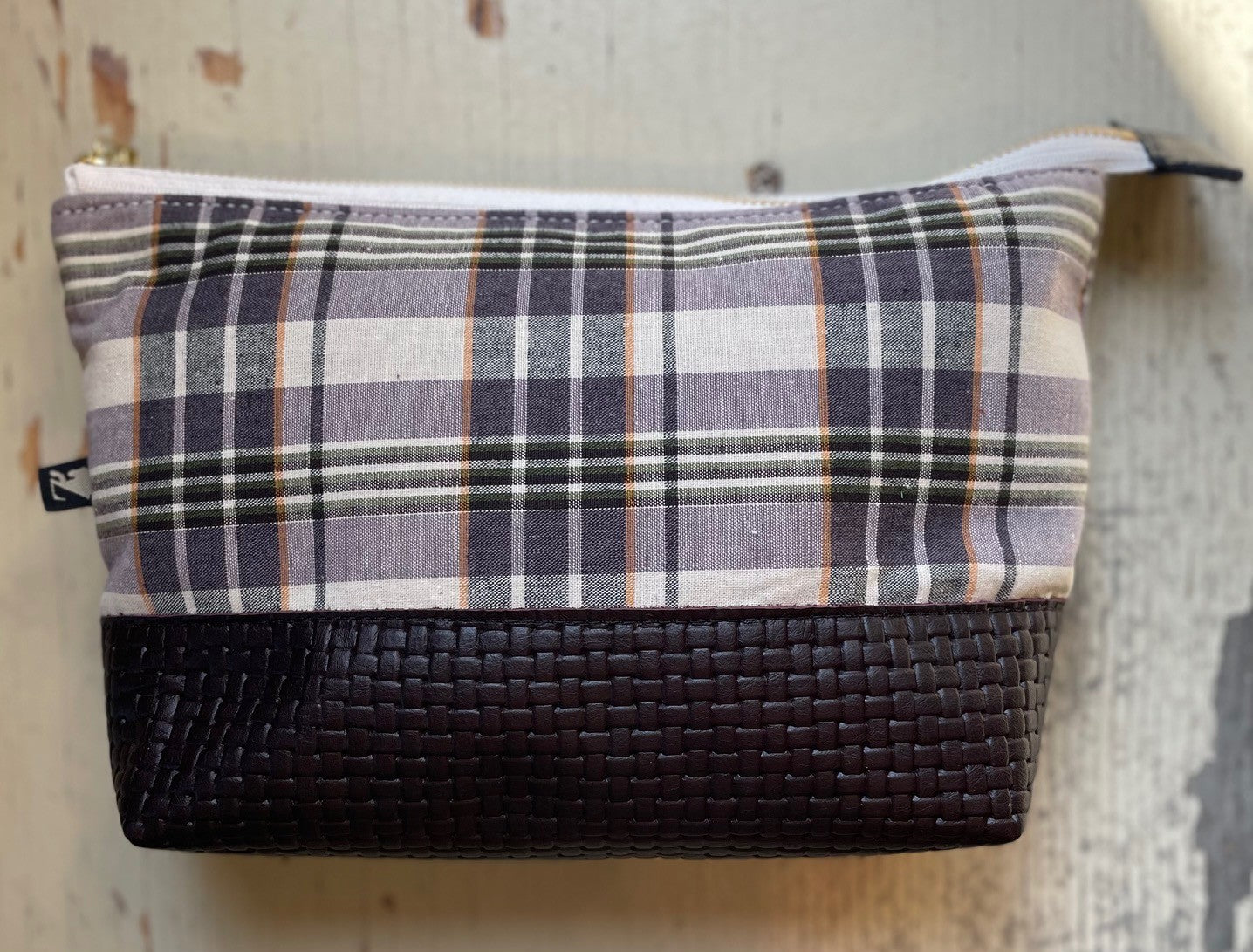La Trousse - Retailles de tissu et cuir recyclé /  Carreaux japonais - KAZAK -