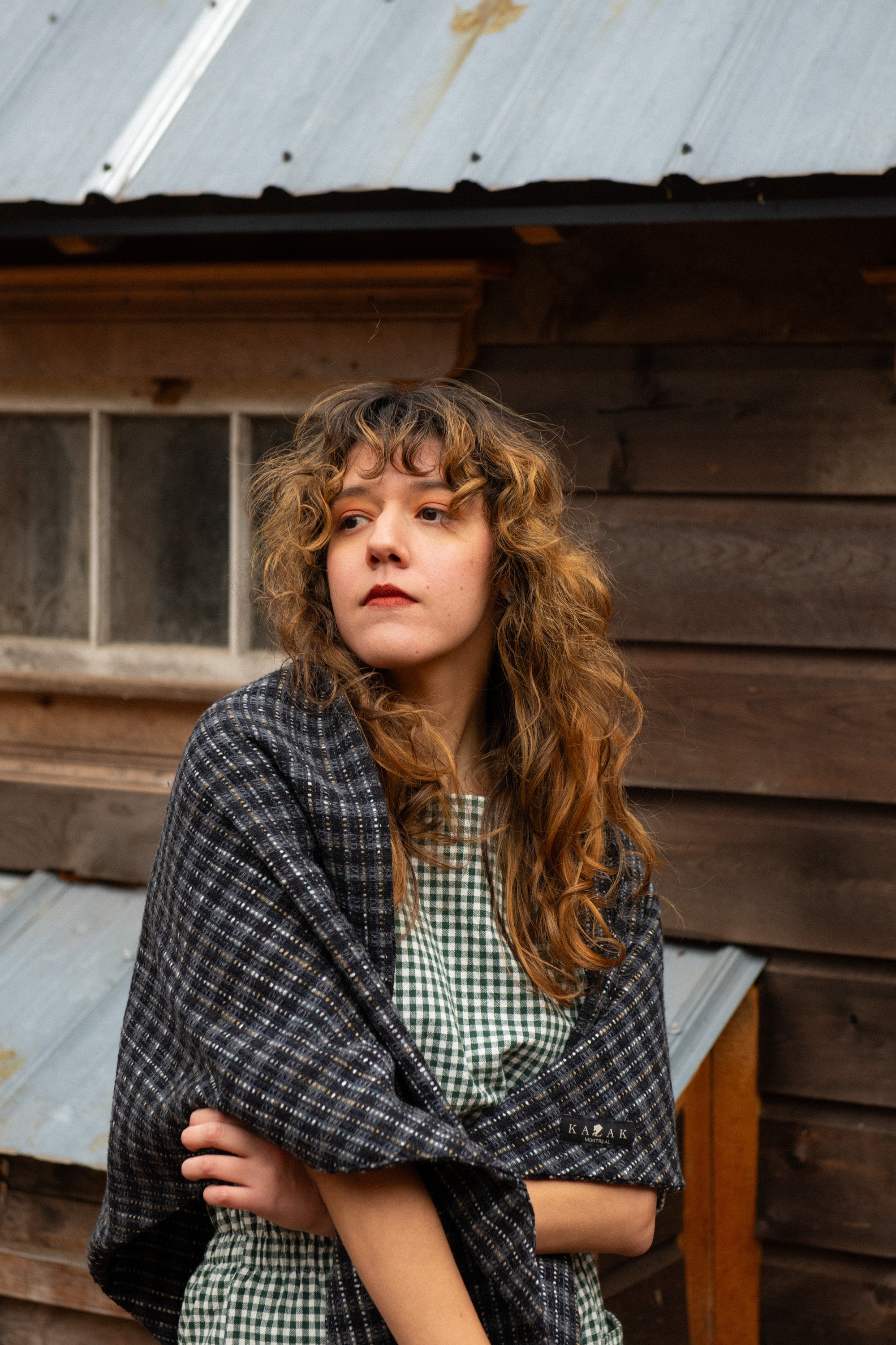 Foulard triangle tissage gris