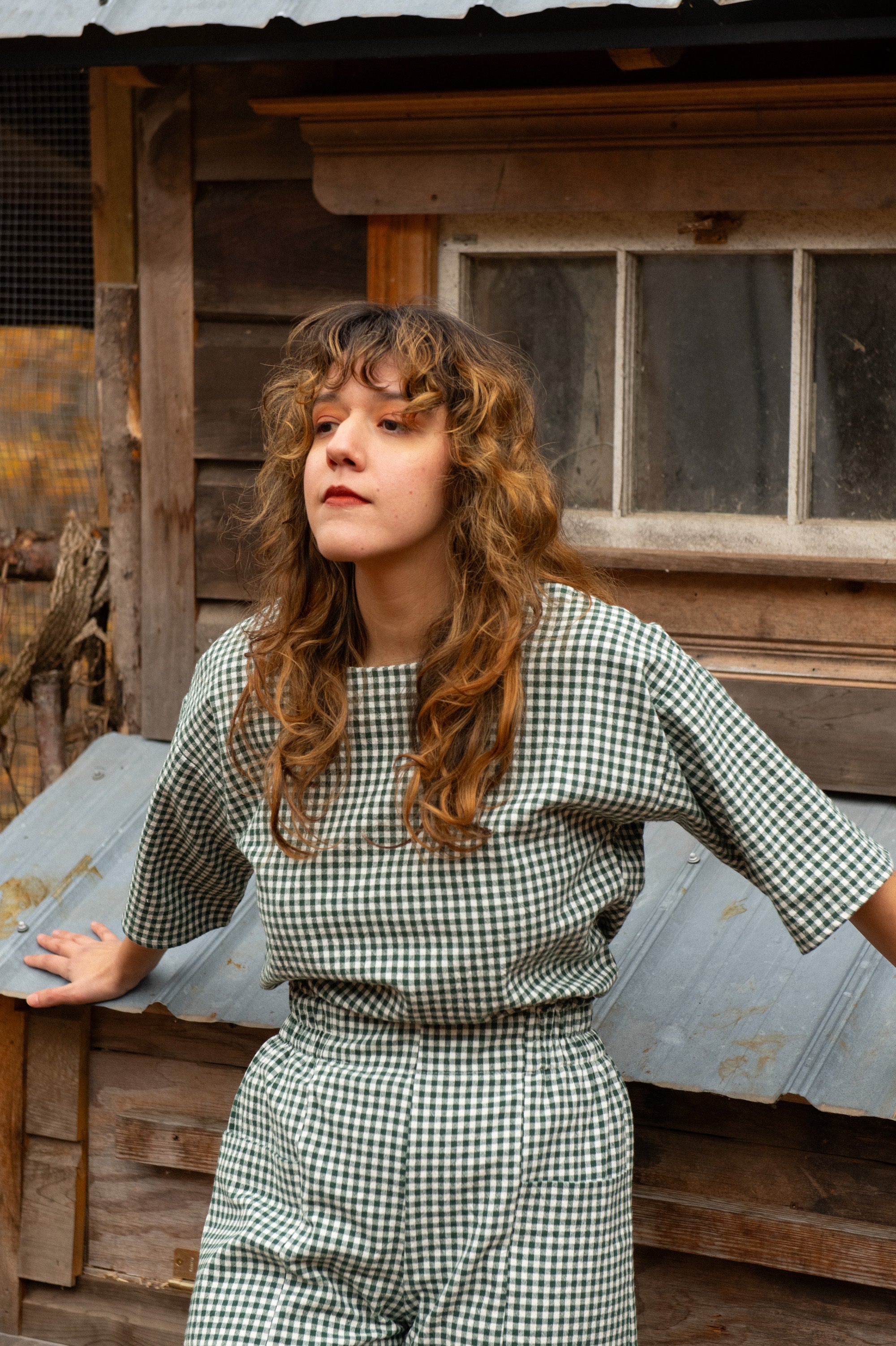 Top Abélia - Vichy forêt  100 % coton biologique