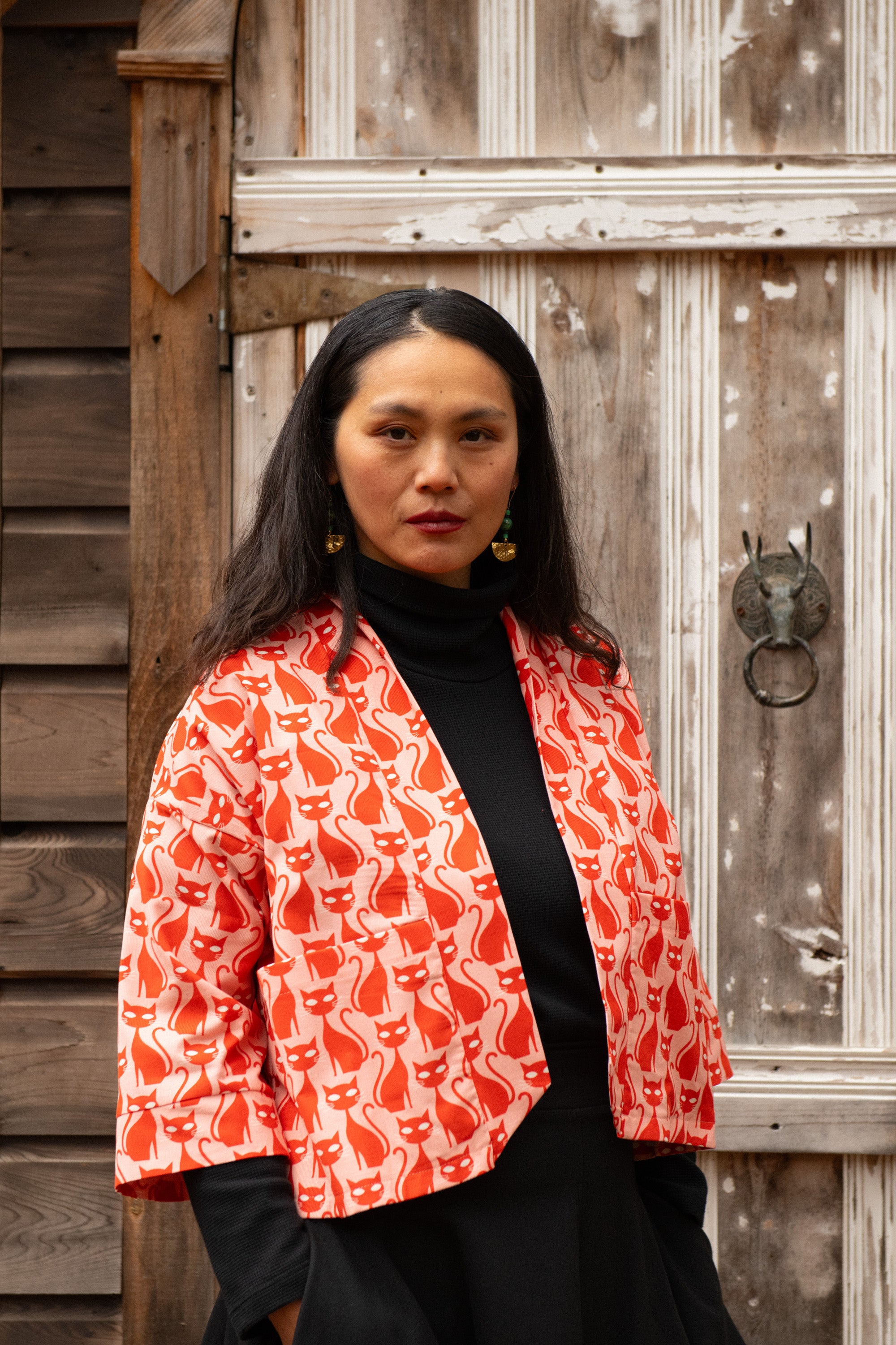 Veste Magnolia- CHATS ROSES -corduroy fin biologique