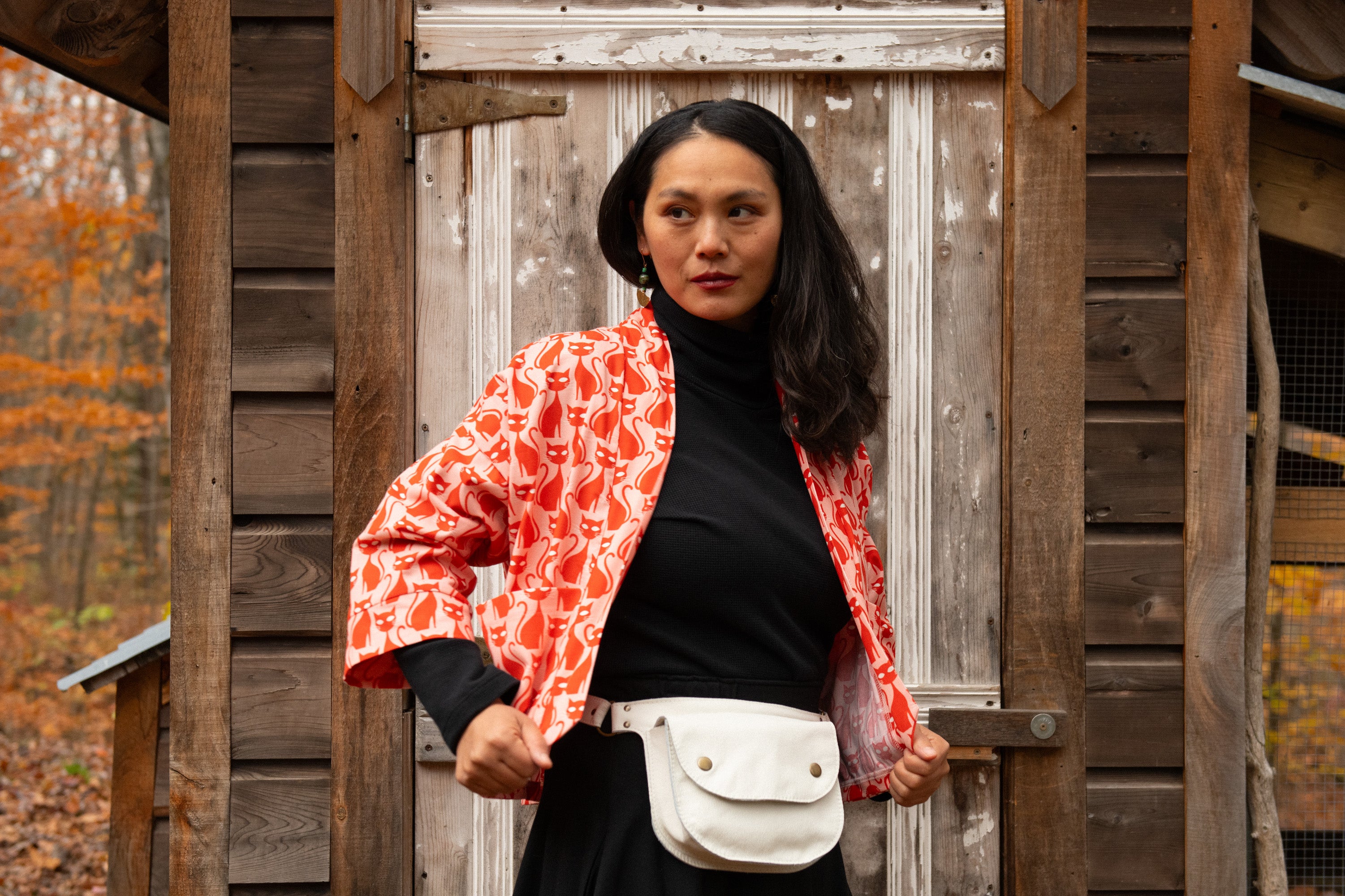 Veste Magnolia- CHATS ROSES -corduroy fin biologique