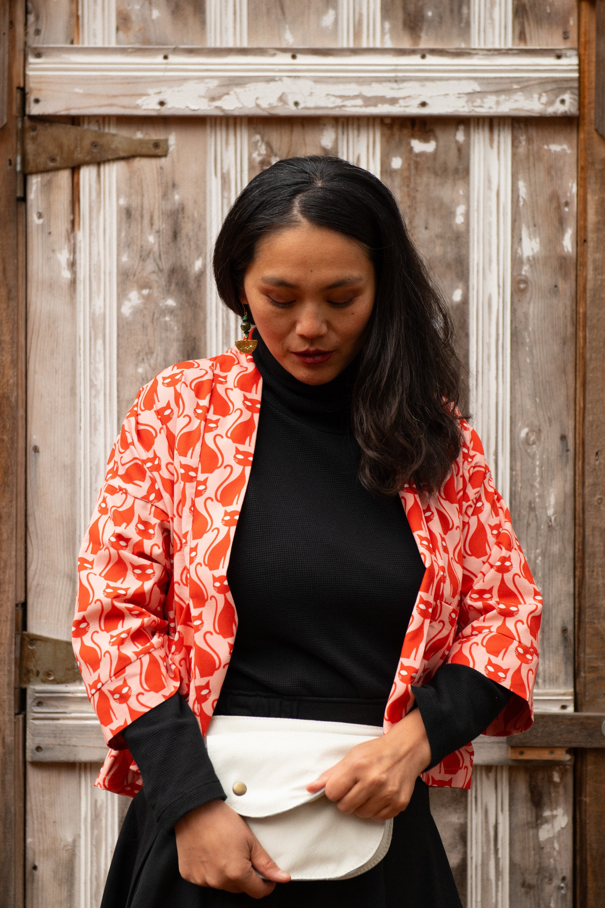 Veste Magnolia- CHATS ROSES -corduroy fin biologique