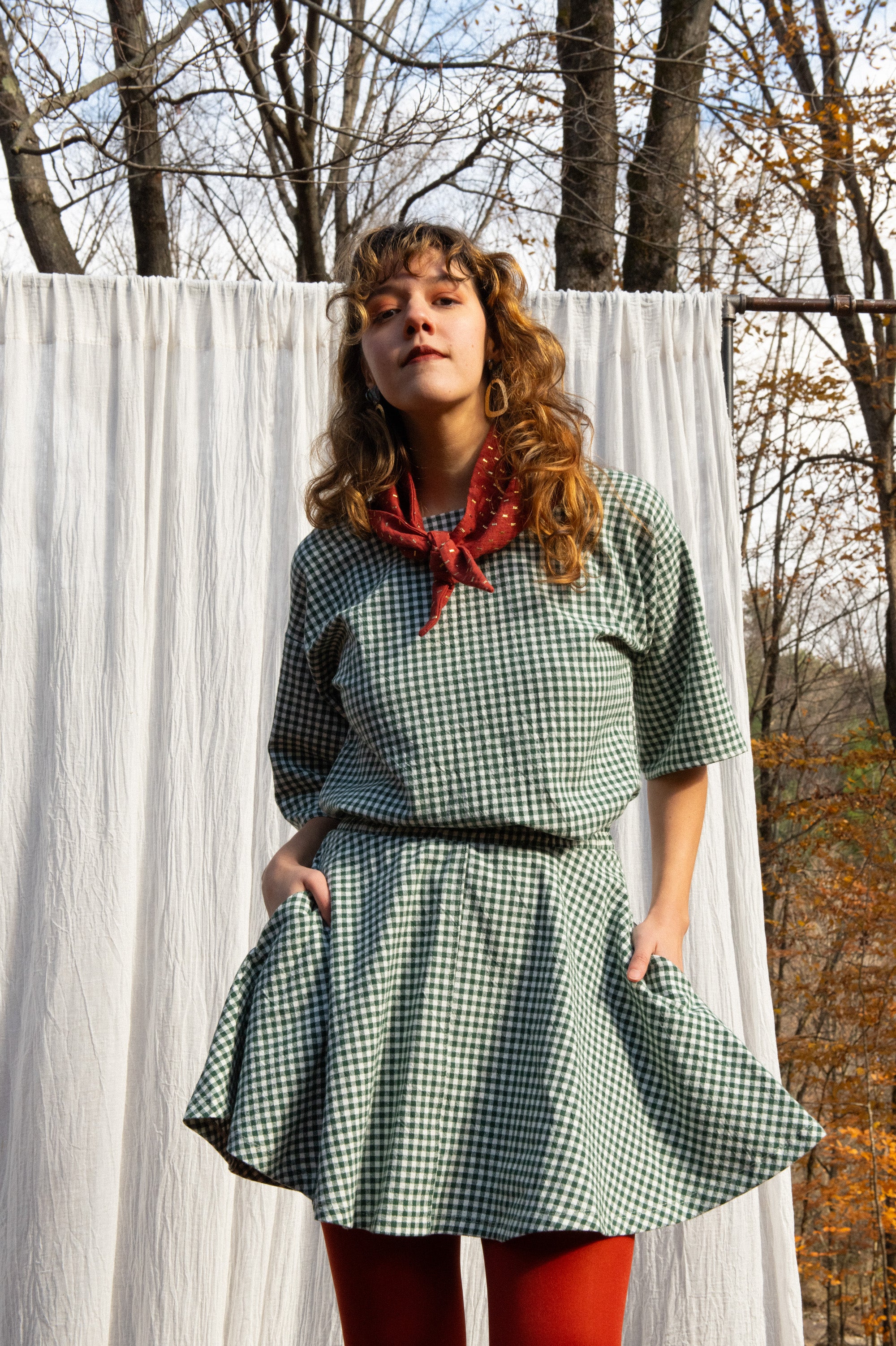 Top Abélia - Vichy forêt  100 % coton biologique