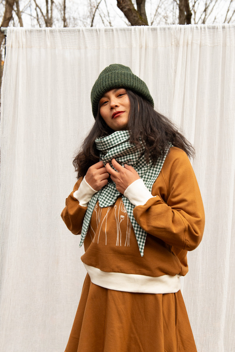 Foulard triangle Vichy forêt