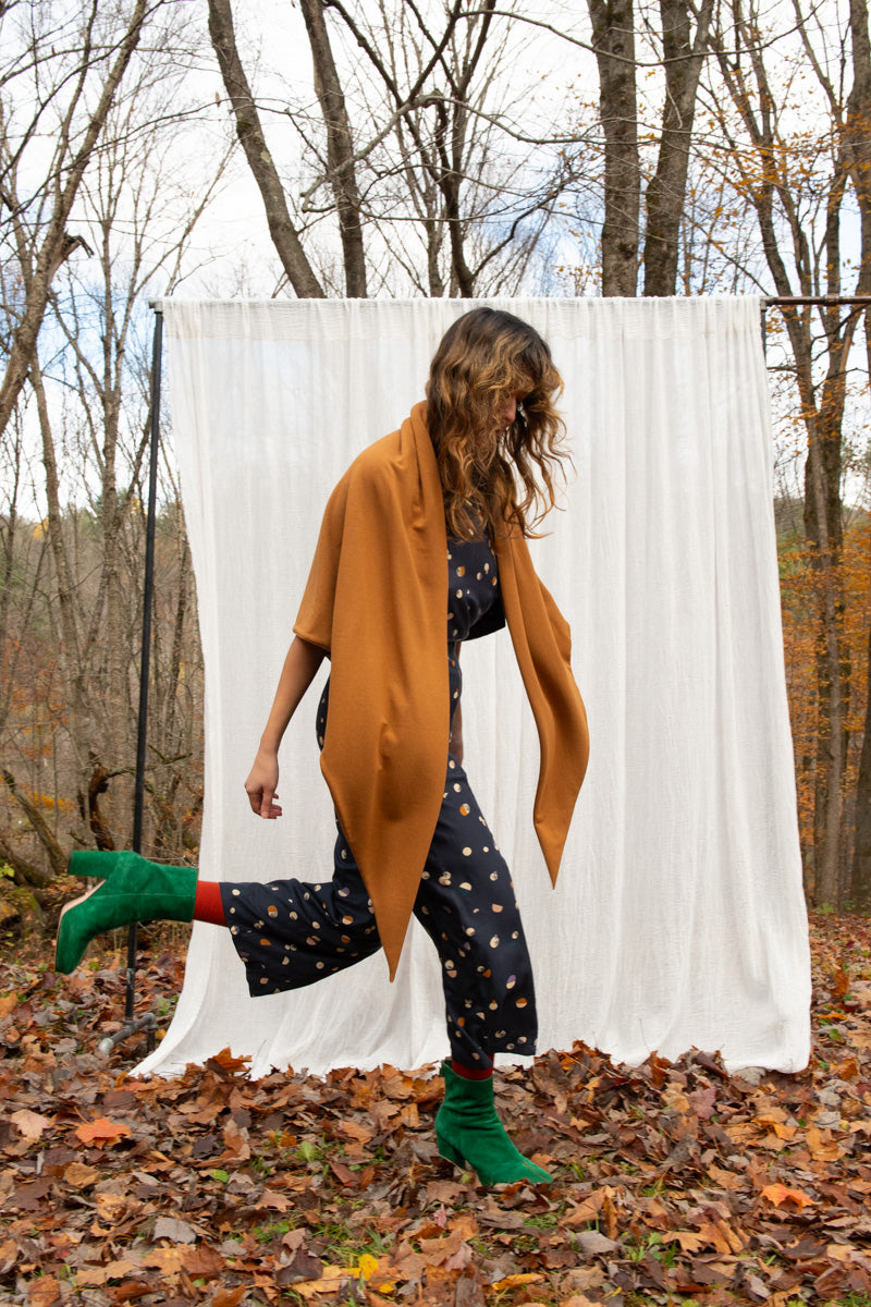 Foulard triangle Teck en bambou et coton bio