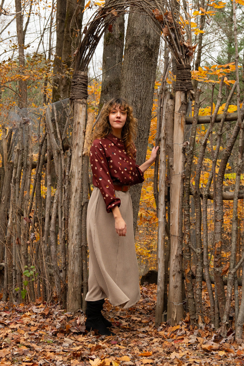 Jupe Verona - Vichy crème & Brun - KAZAK -