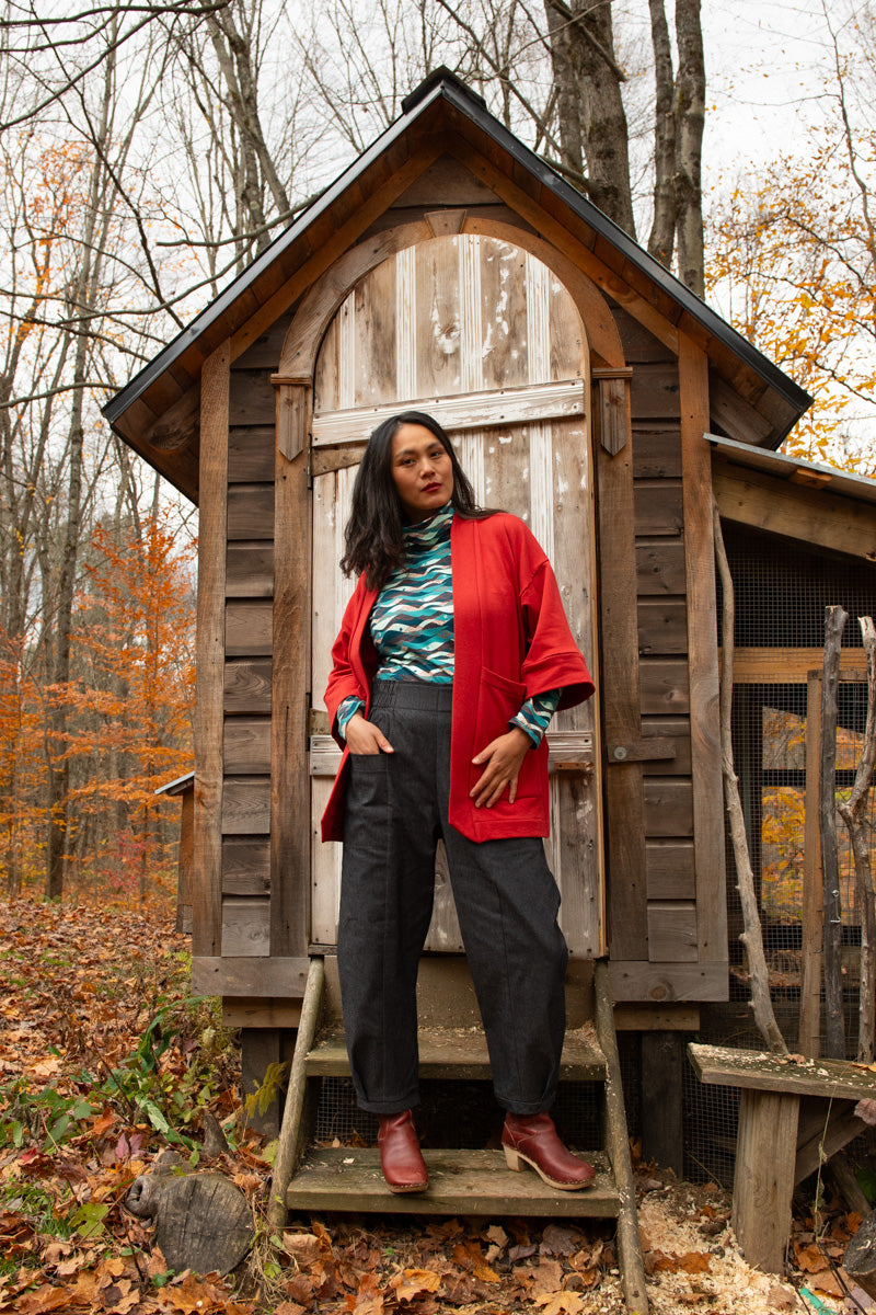 Veste Kimono CYDONIA Brique - Coton biologique & polyester recyclé