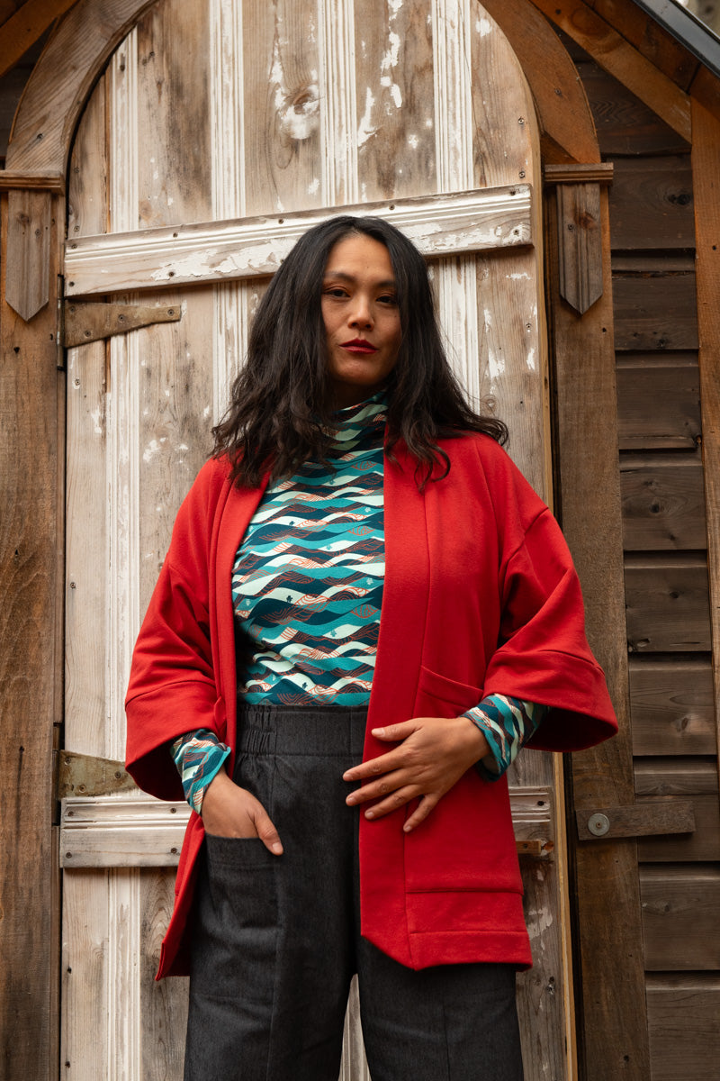 Veste Kimono CYDONIA Brique - Coton biologique & polyester recyclé