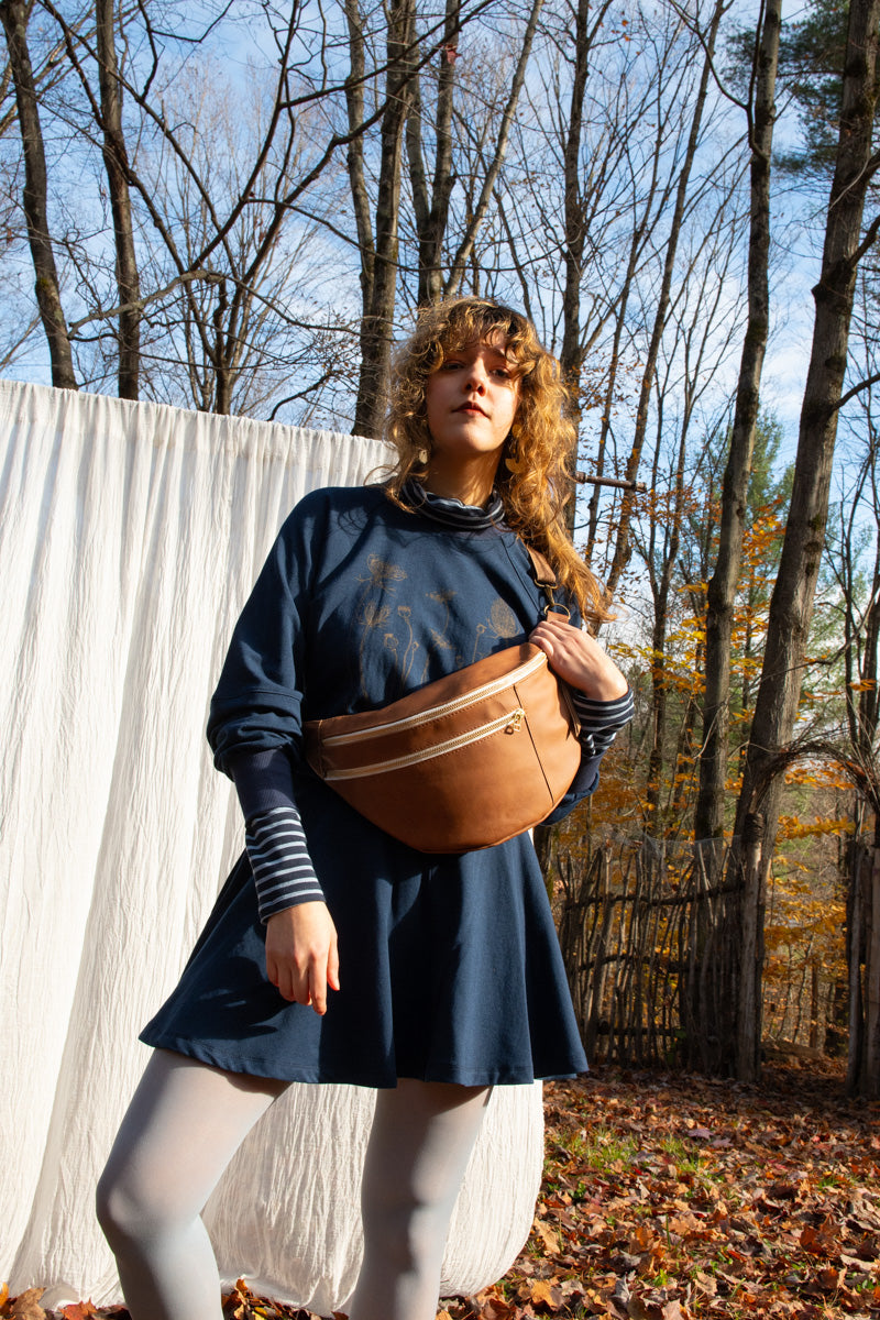 Sac Pinacle banane / bandoulière cuir caramel