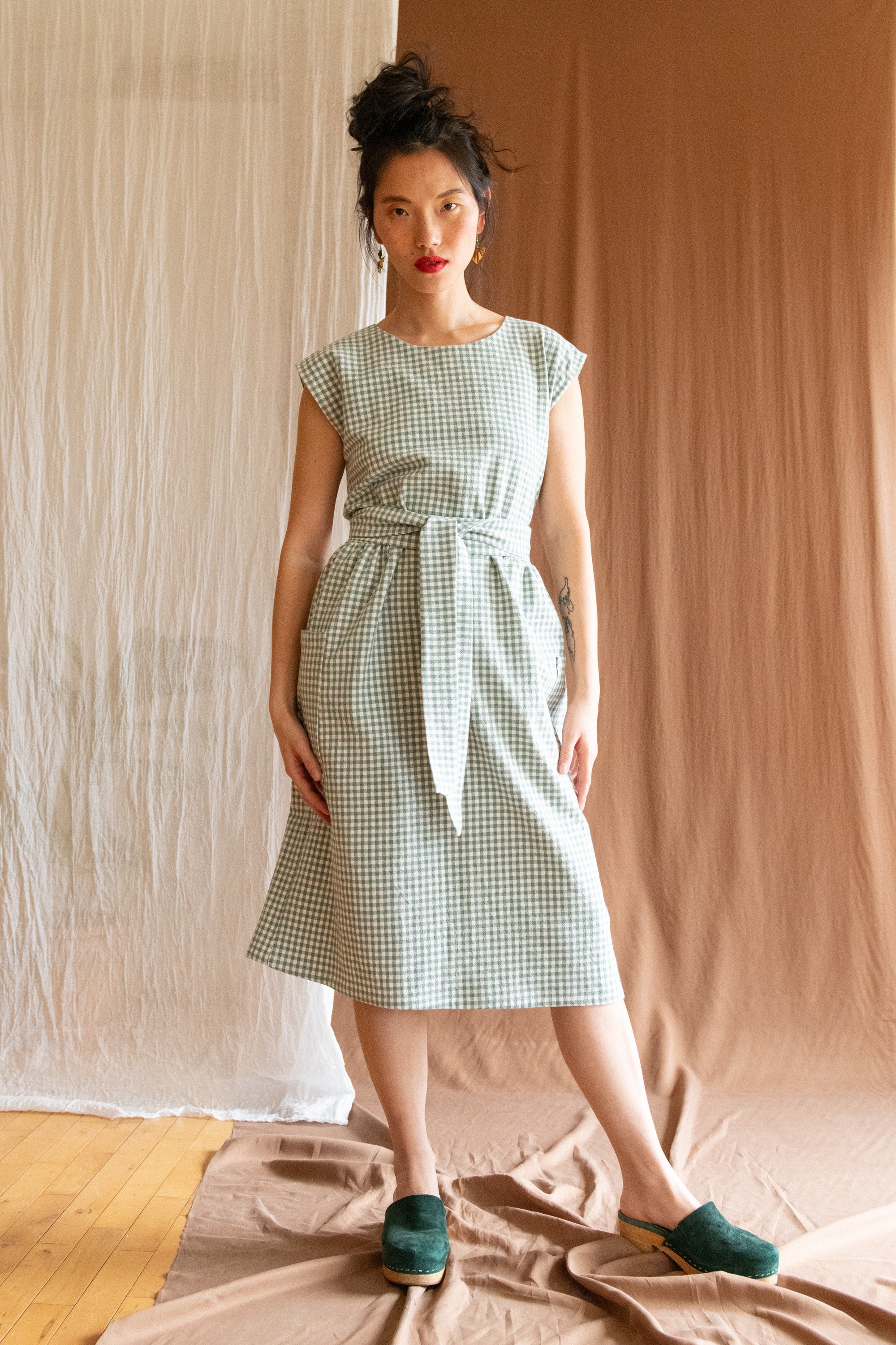 Robe Avellino - Vichy Sauge & Crème coton bio