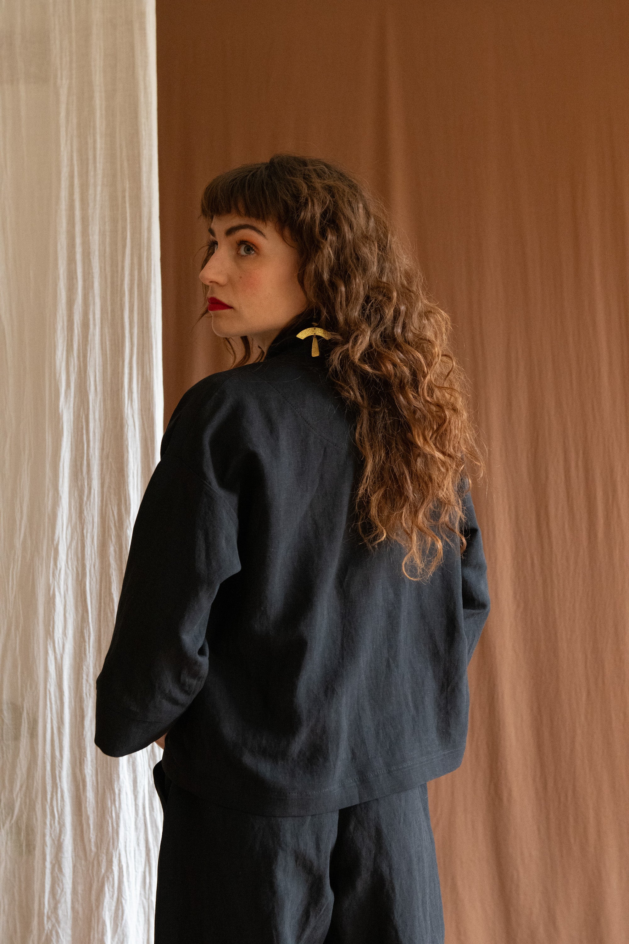 Veste Pisa - Noir en lin et viscose -