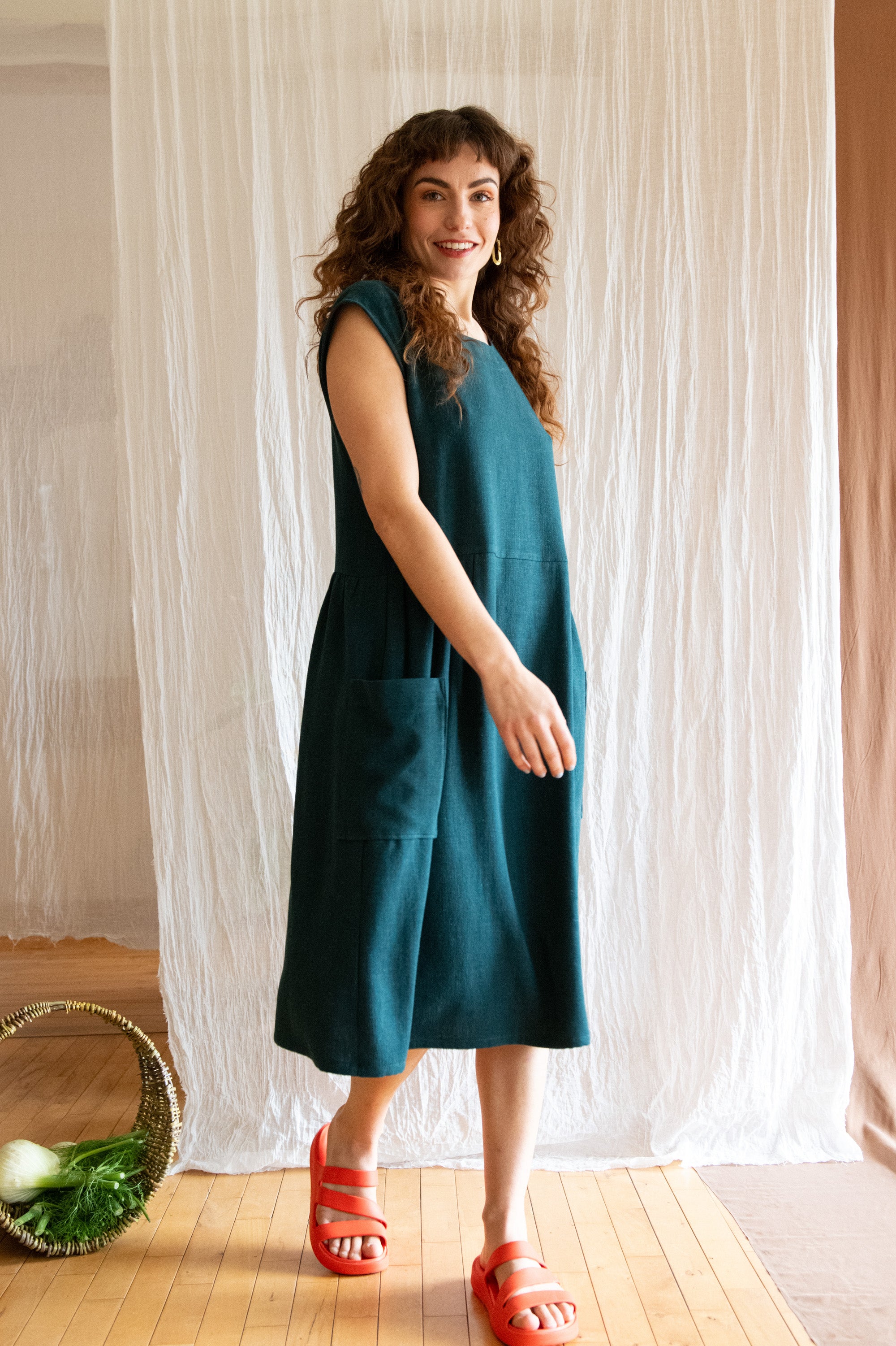 Robe Avellino - Lin et viscose forêt