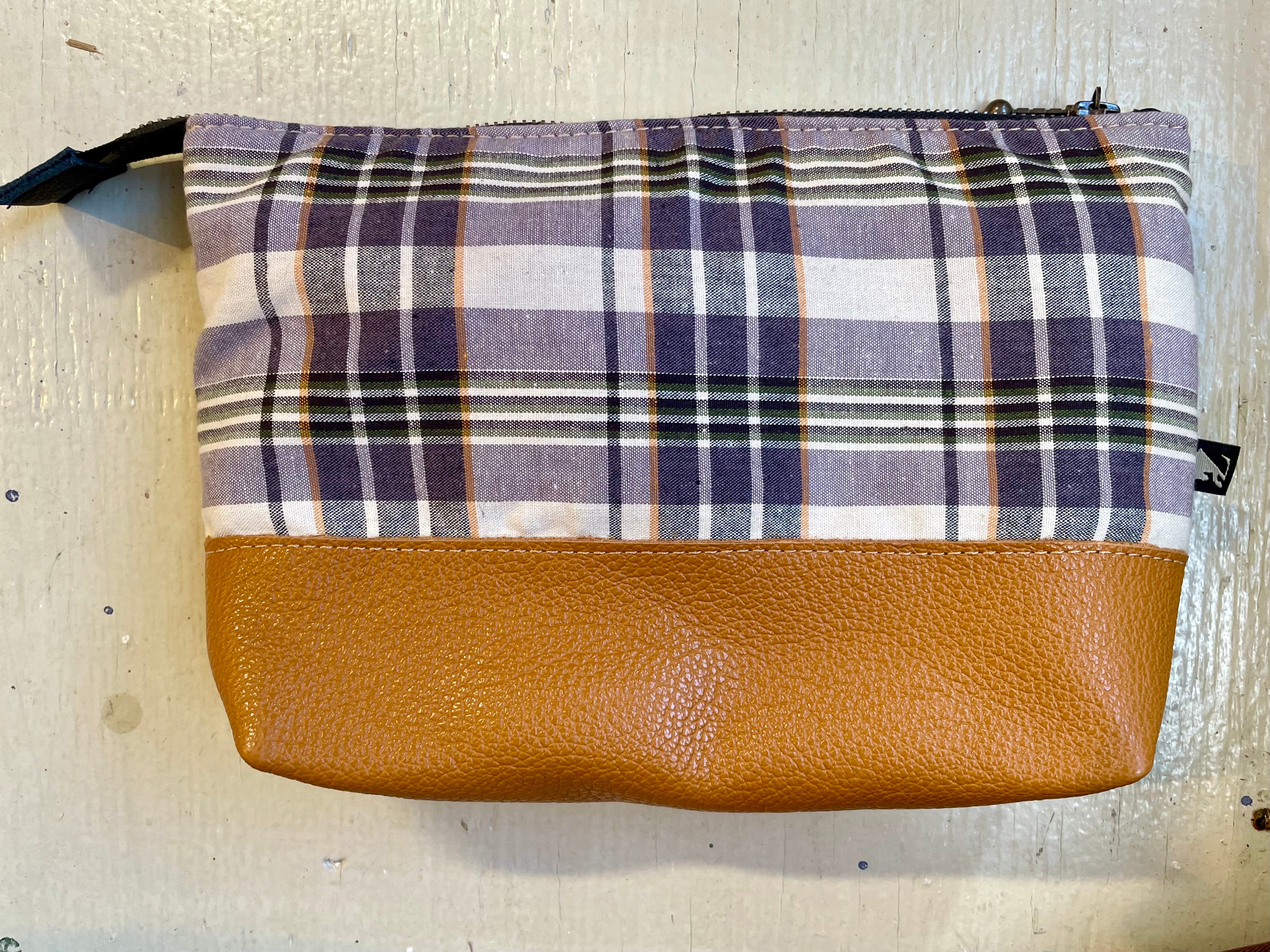 La Trousse - Retailles de tissu et cuir recyclé /  Carreaux japonais - KAZAK -
