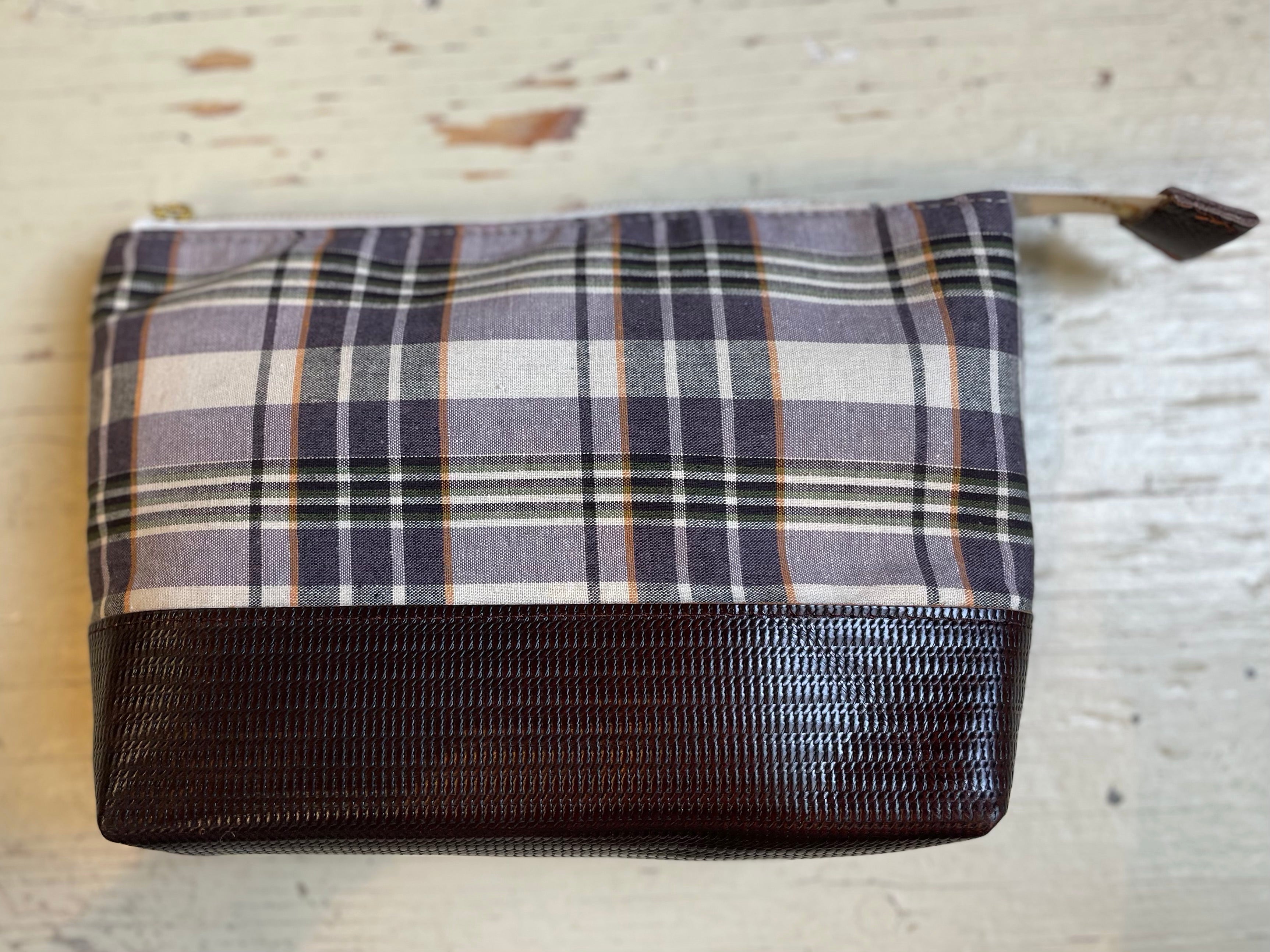 La Trousse - Retailles de tissu et cuir recyclé /  Carreaux japonais - KAZAK -