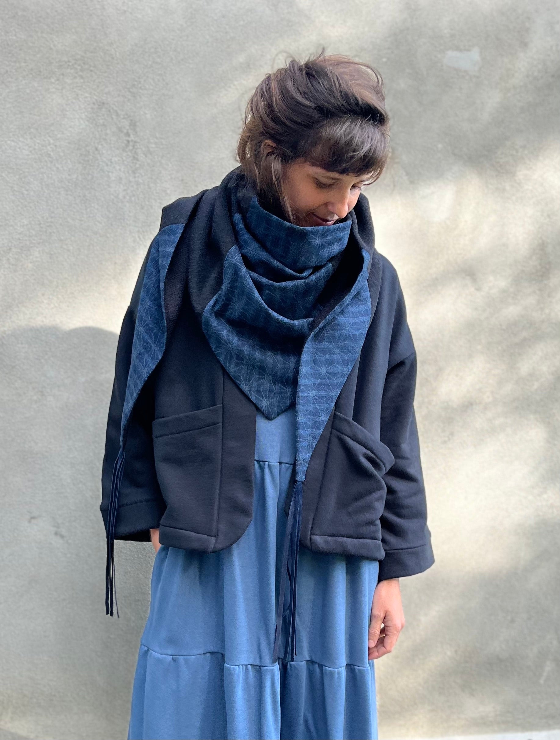 Foulard Indiana Indigo Franges