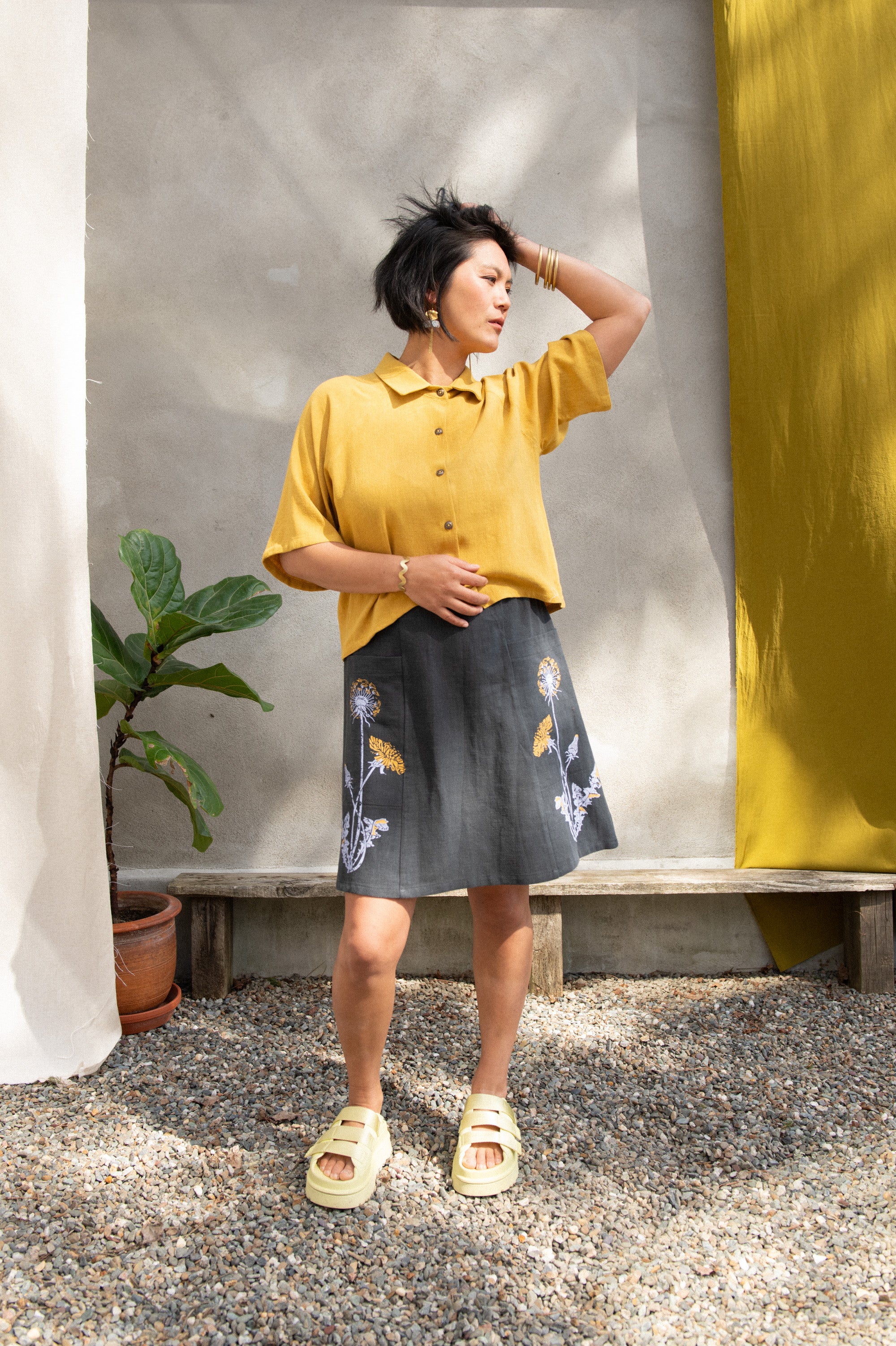 Blouse Hosta Moutarde Rayonne & Lin