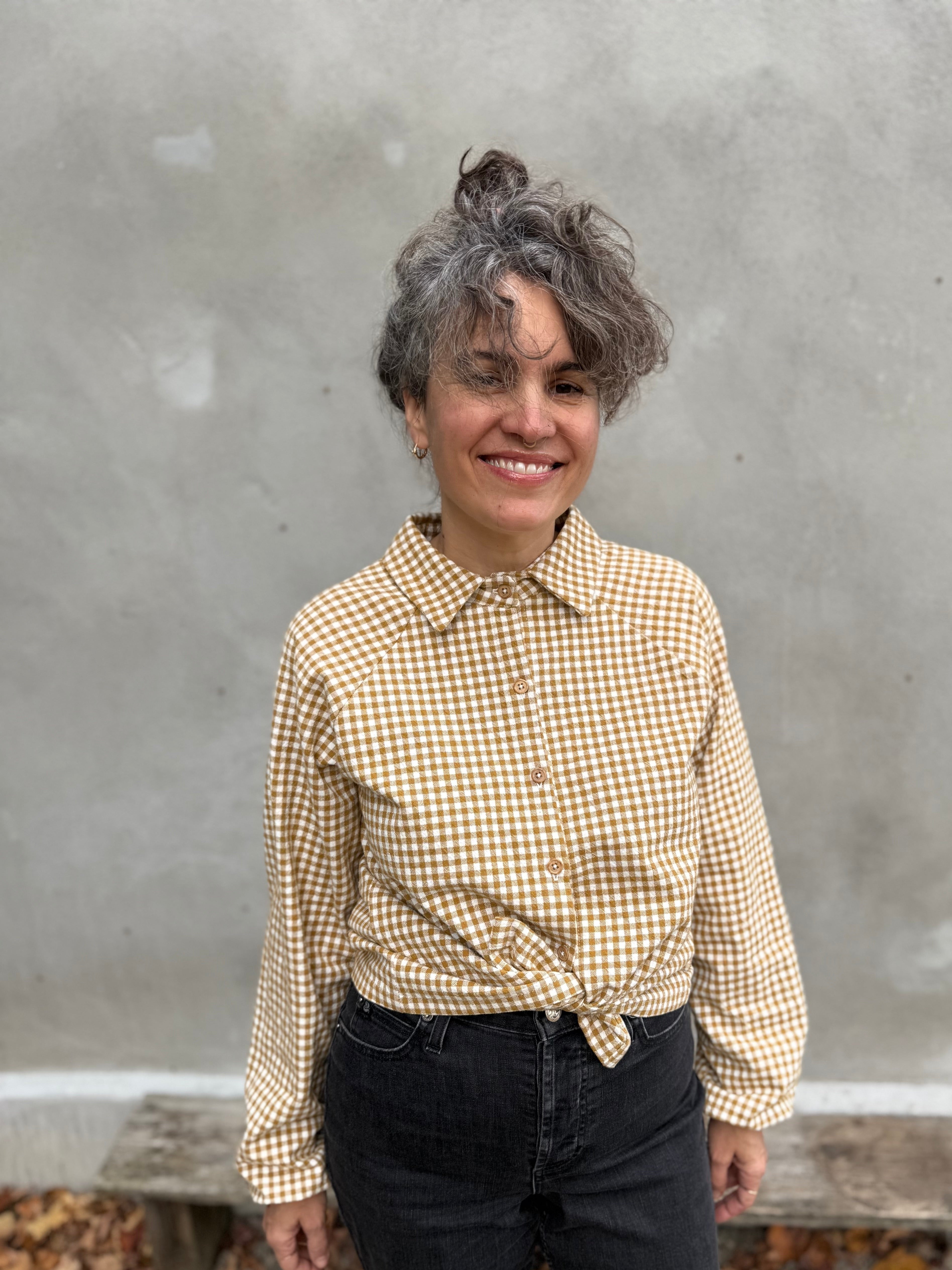 Blouse Acer -Vichy ocre -coton biologique