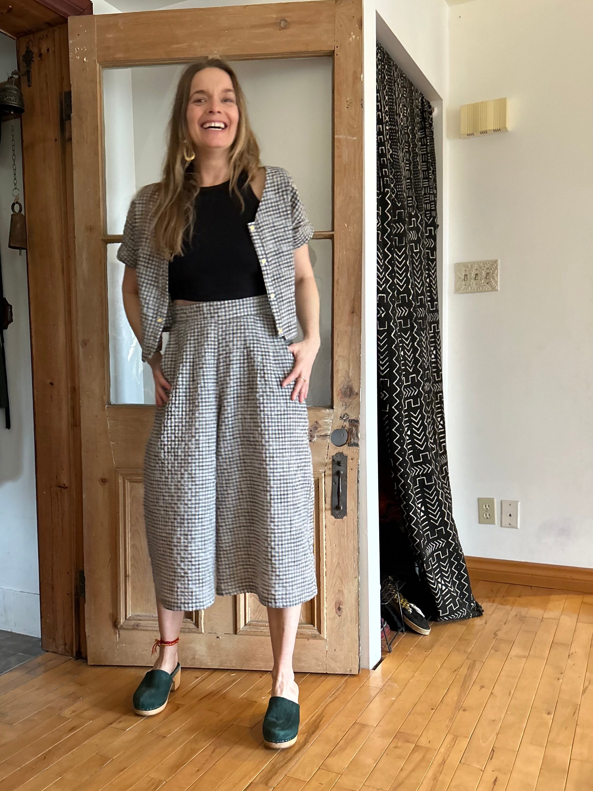 Pantalon Bégonia Vichy Noir & Crème