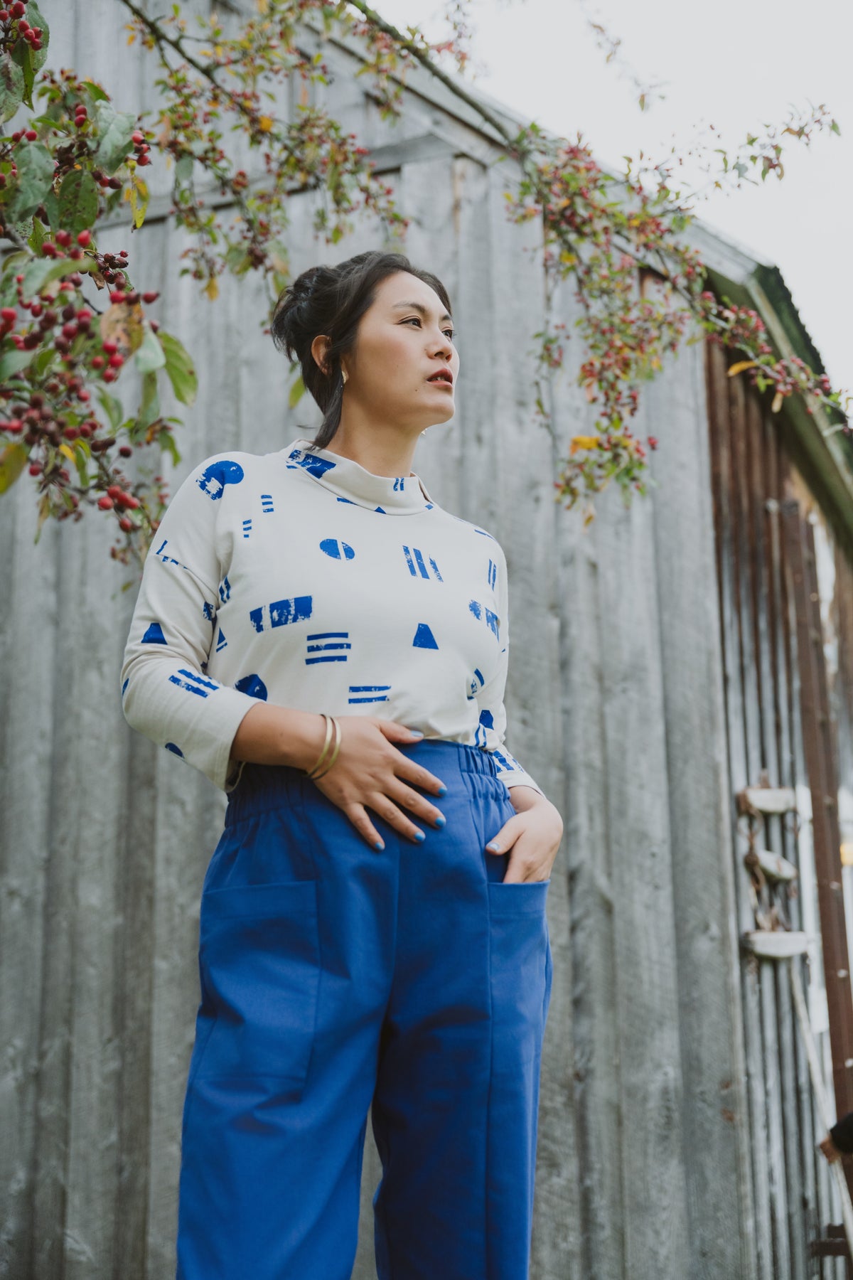 Pantalon baril Betula -Cobalt